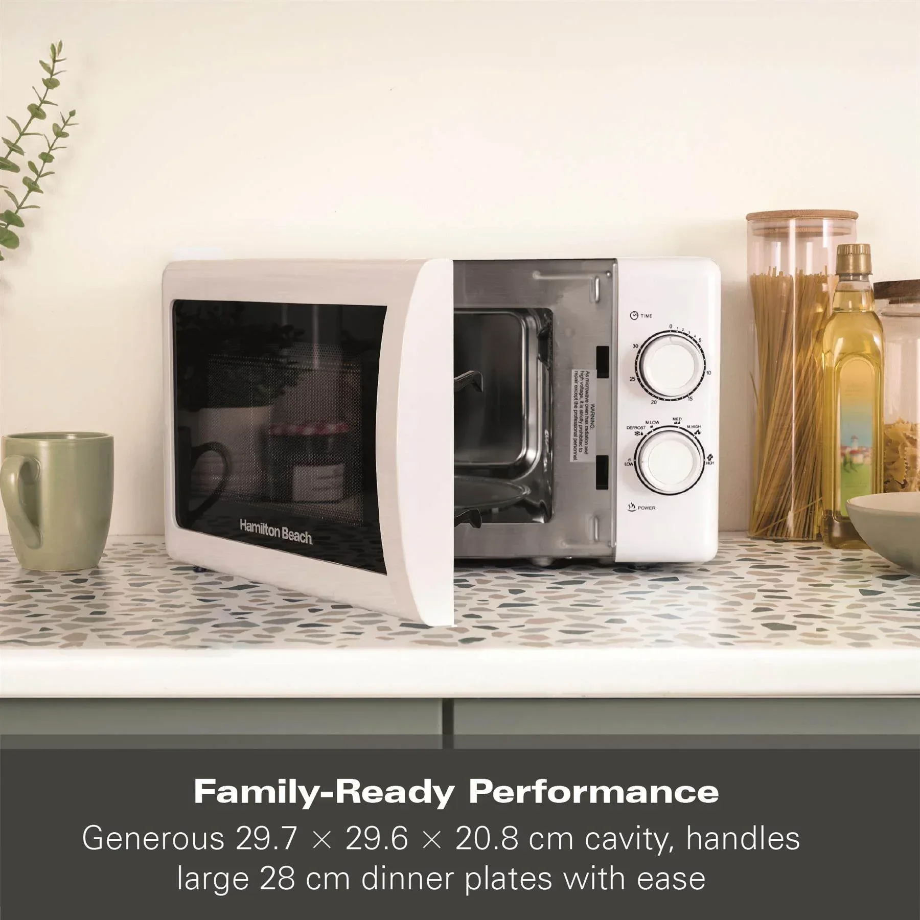 Hamilton Beach 20L Manual Microwave With Stainless Steel Cavity - White - Image 4