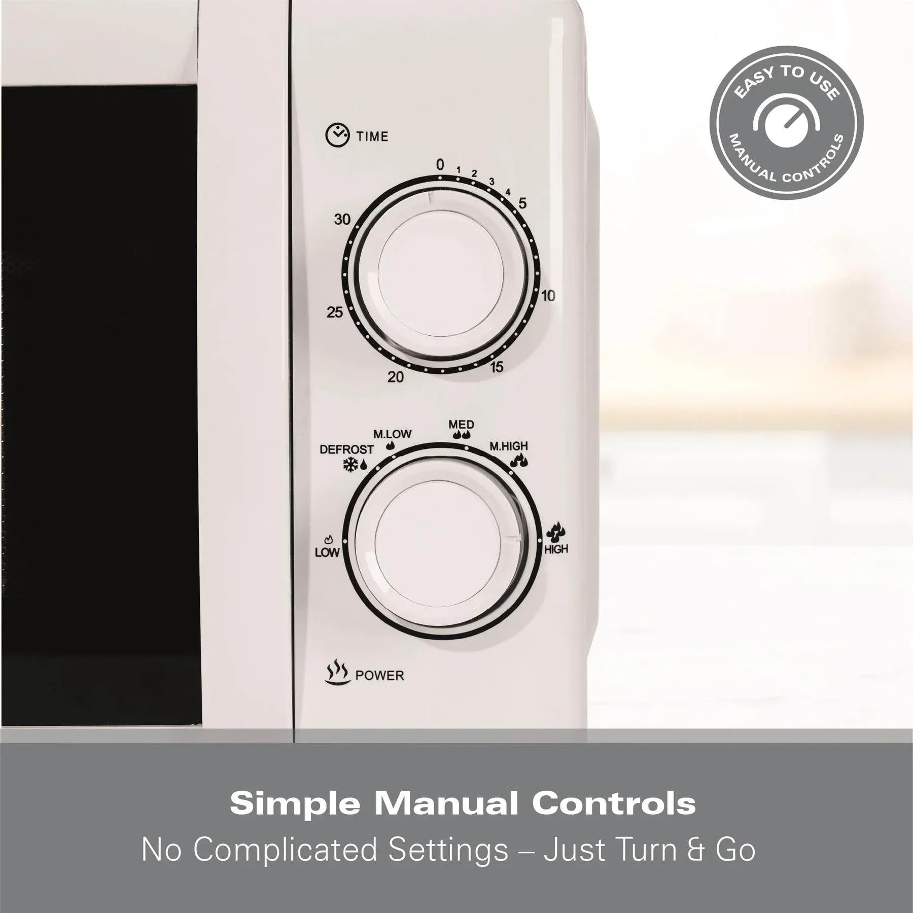 Hamilton Beach 20L Manual Microwave With Stainless Steel Cavity - White - Image 5