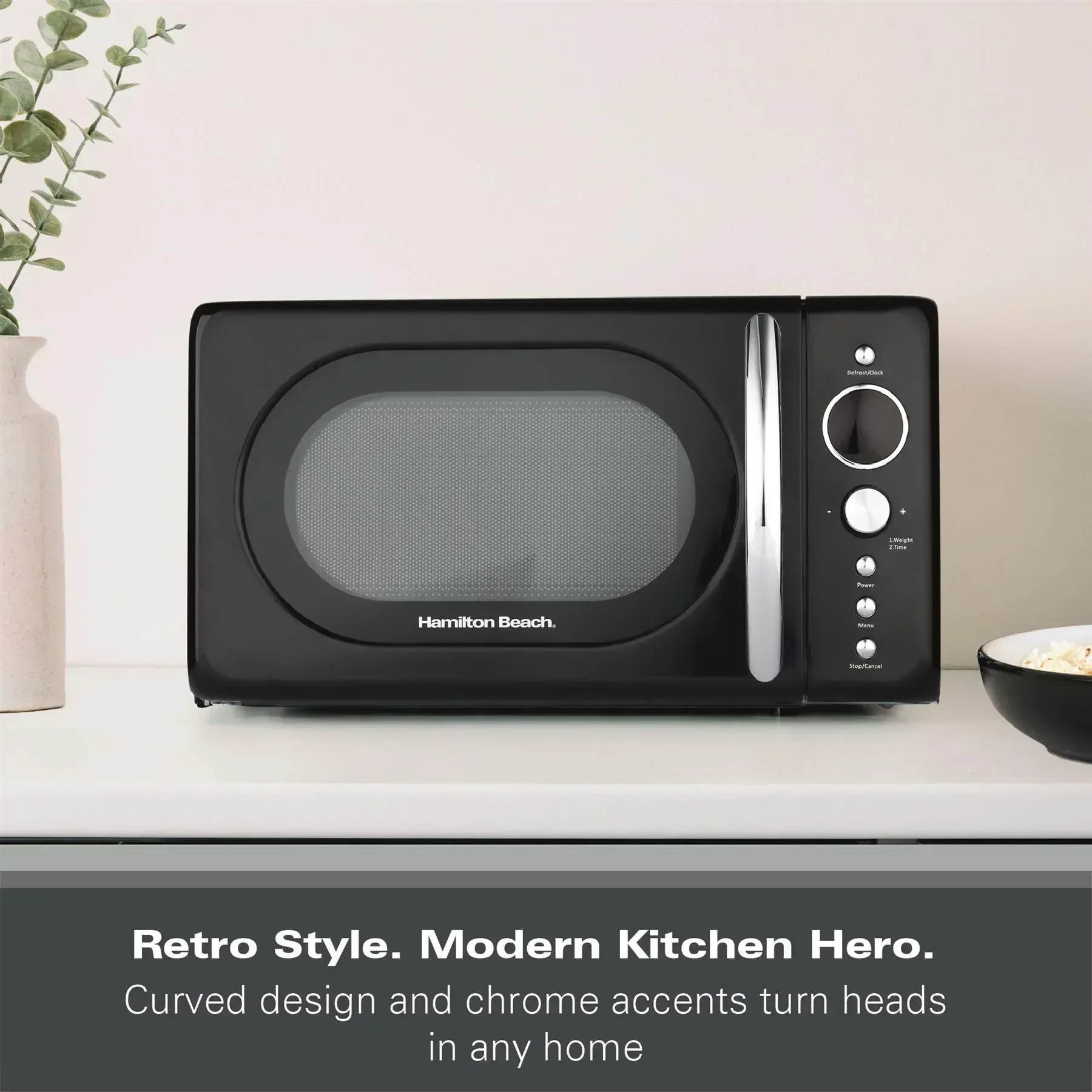 Hamilton Beach 20L Retro Black Microwave - Image 3