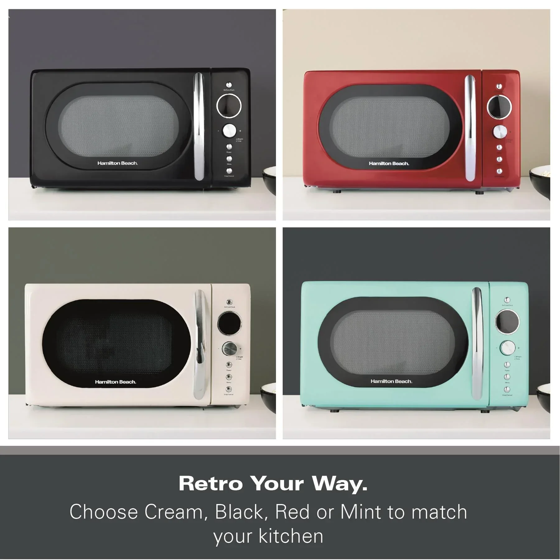 Hamilton Beach 20L Retro Black Microwave - Image 4