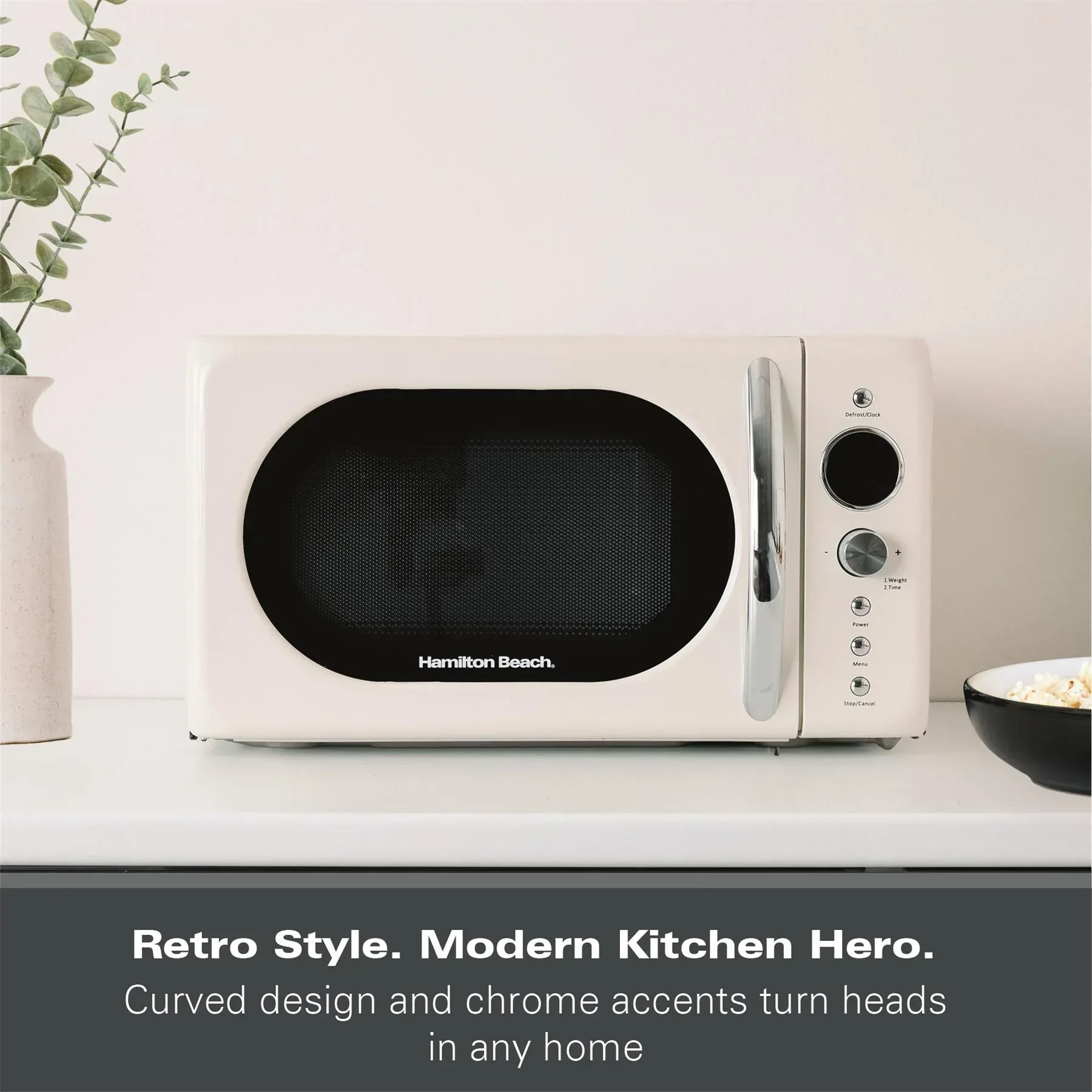 Hamilton Beach 20L Retro Cream Microwave - Image 3