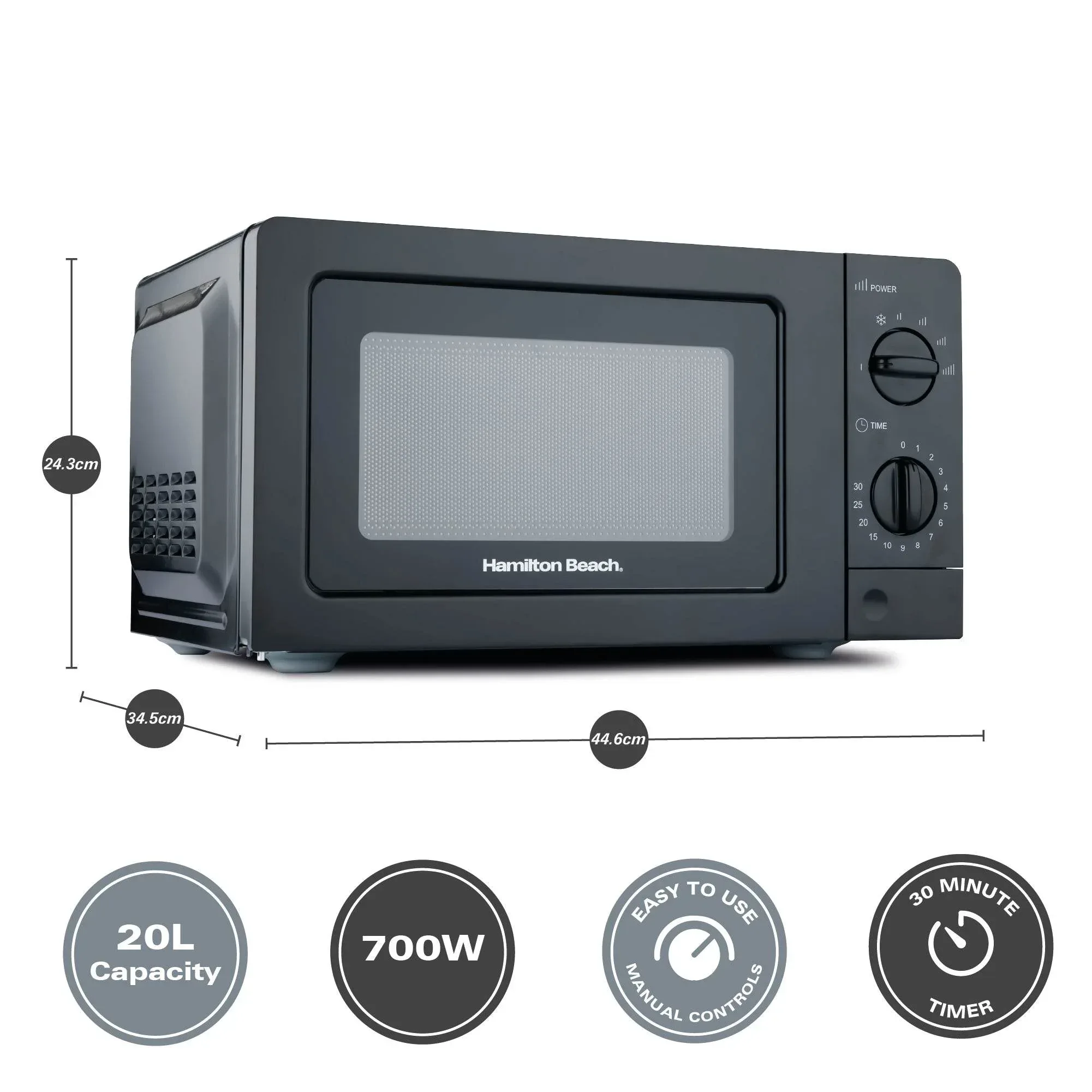 Hamilton Beach 20L Standard Microwave - Black - Image 4