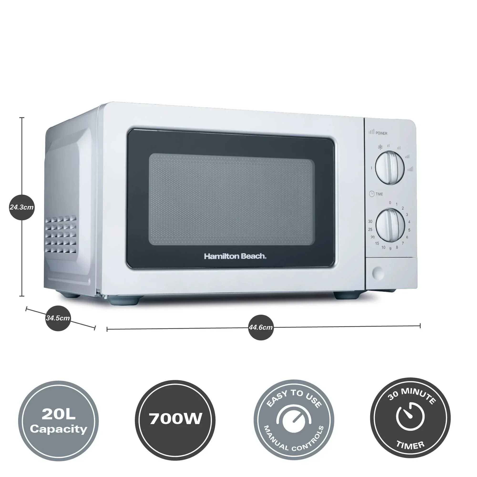 Hamilton Beach 20L Standard Microwave - Silver - Image 3