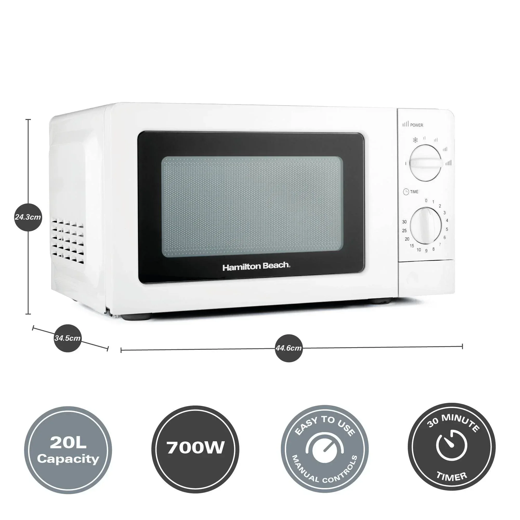 Hamilton Beach 20L Standard Microwave - White - Image 3