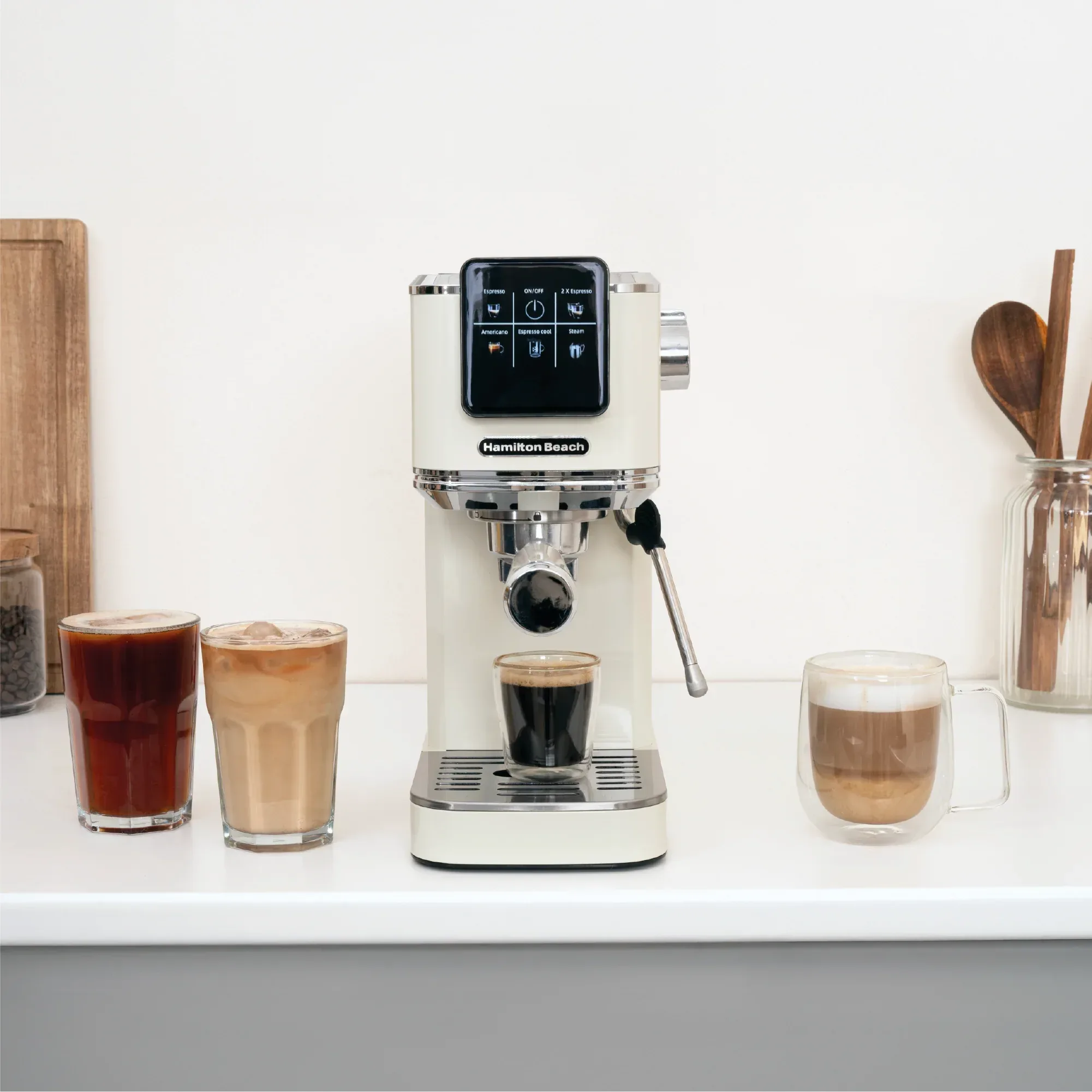 Hamilton Beach BaristaPro Touch 5-in-1 Espresso Machine Cream - Image 6