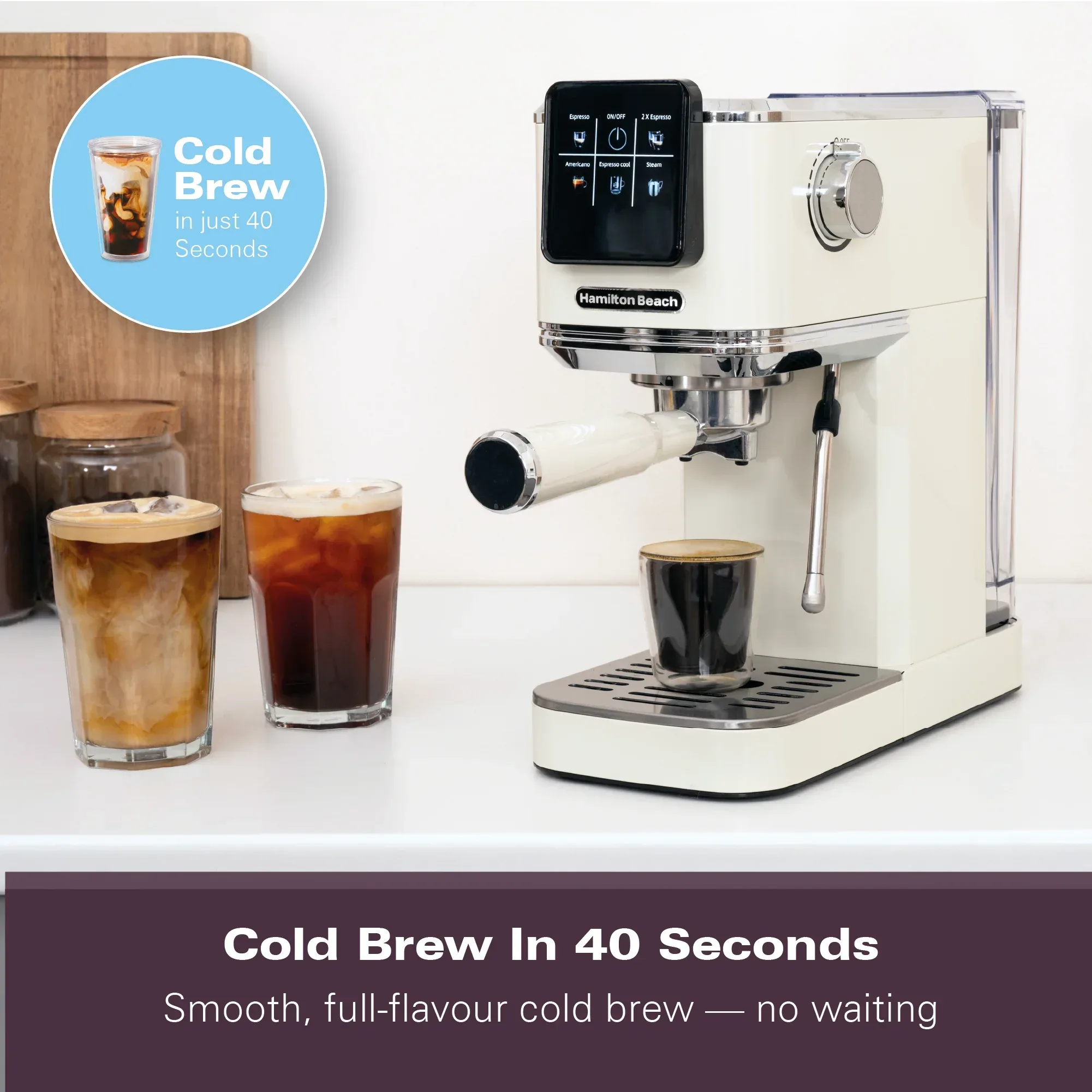 Hamilton Beach BaristaPro Touch 5-in-1 Espresso Machine Cream - Image 9
