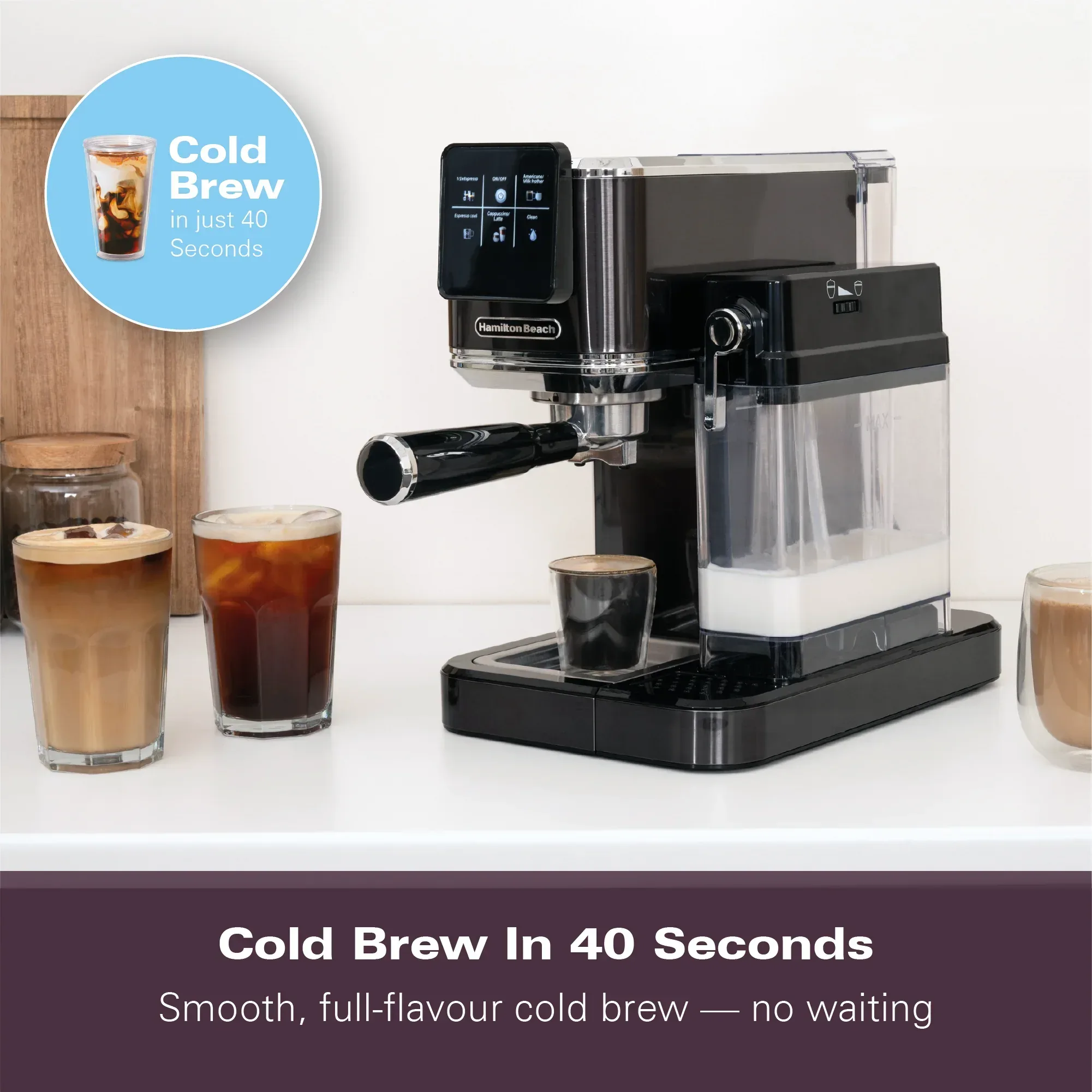Hamilton Beach BaristaPro+ Touch 8-in-1 Espresso Machine Black - Image 7