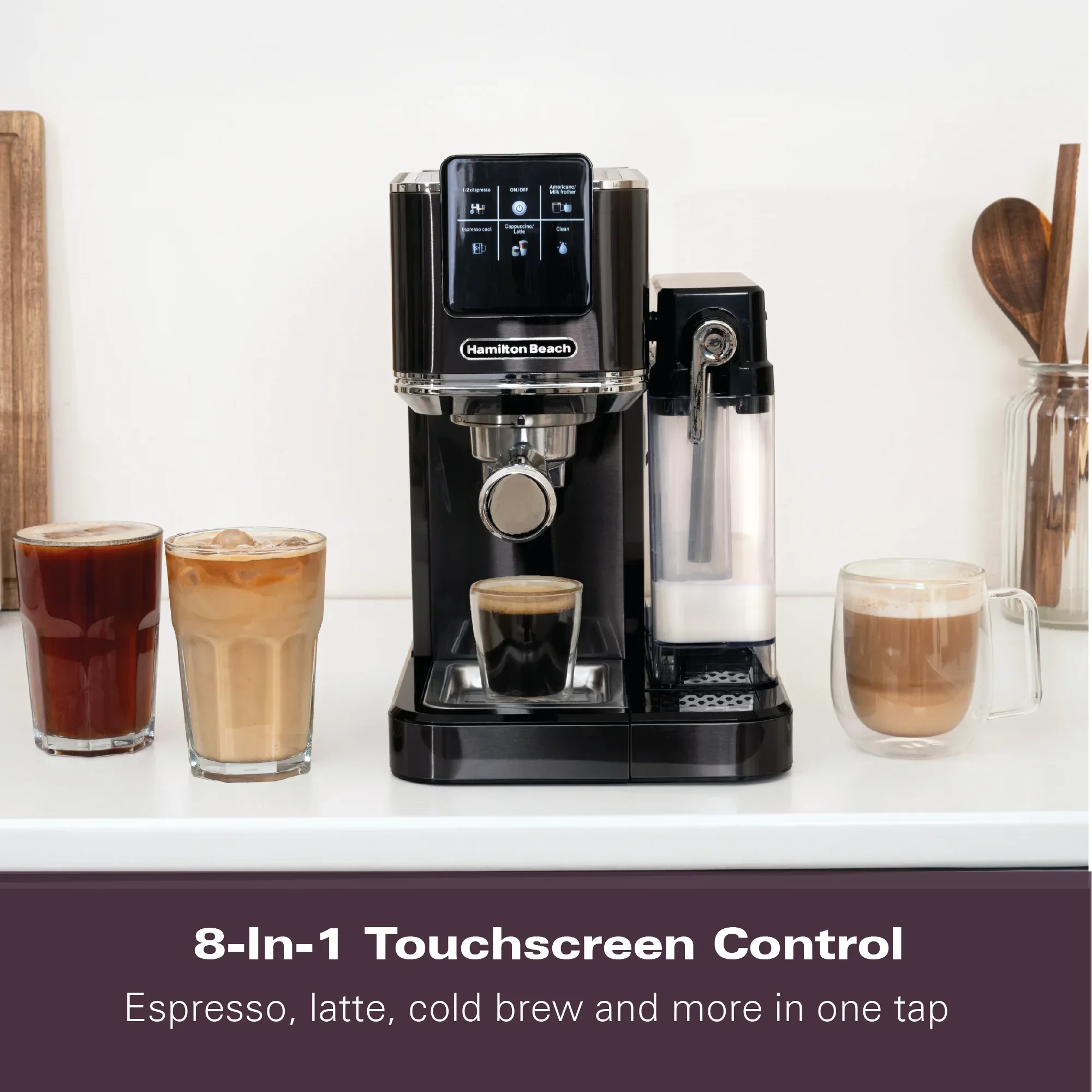 Hamilton Beach BaristaPro+ Touch 8-in-1 Espresso Machine Black - Image 8