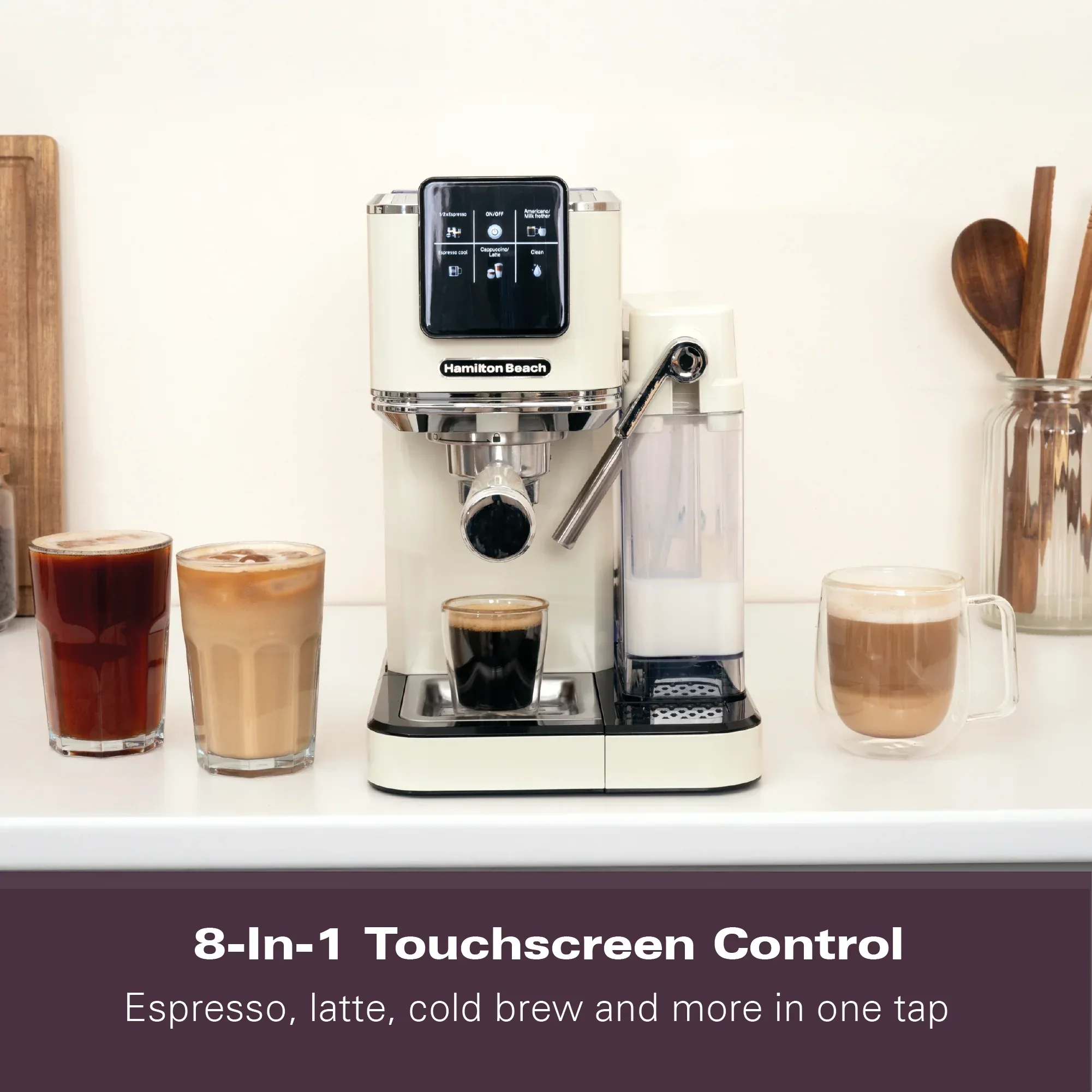 Hamilton Beach BaristaPro+ Touch 8-in-1 Espresso Machine Cream - Image 8