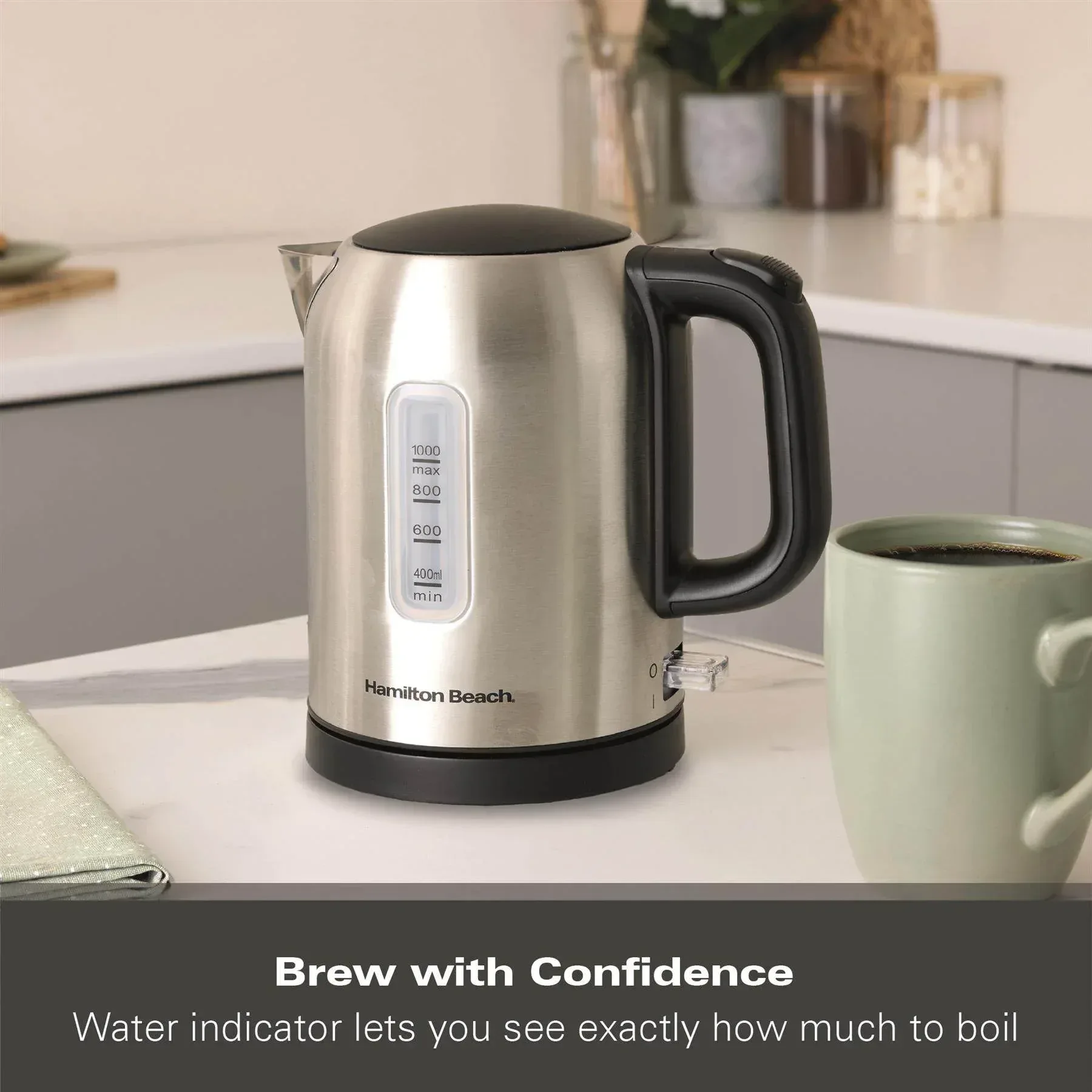 Hamilton Beach Compact 1L Kettle - Brushed Stainless Steel - Image 6