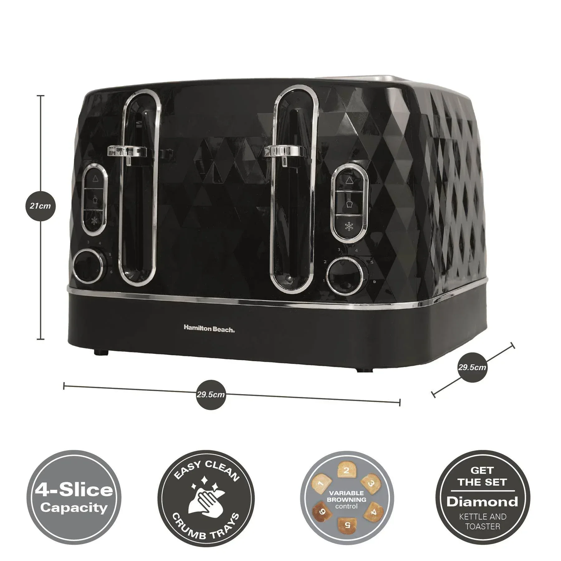 Hamilton Beach Diamond 4 Slice Toaster - Black - Image 3