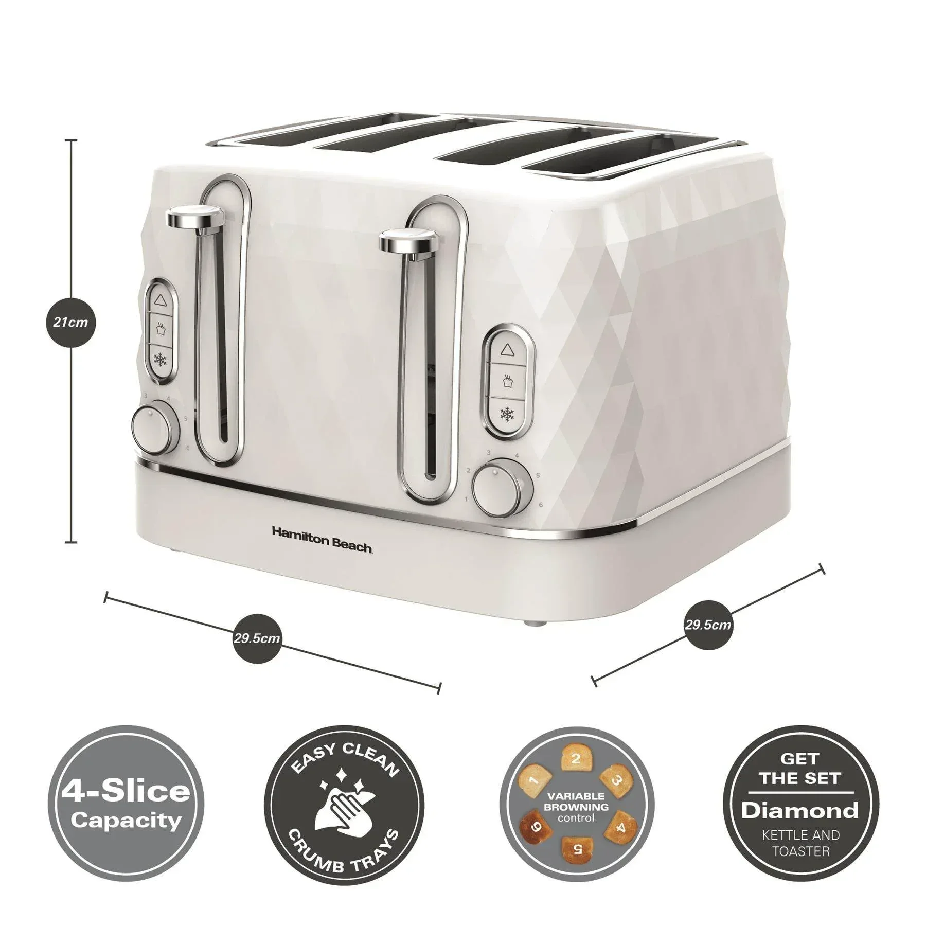 Hamilton Beach Diamond 4 Slice Toaster - White - Image 3