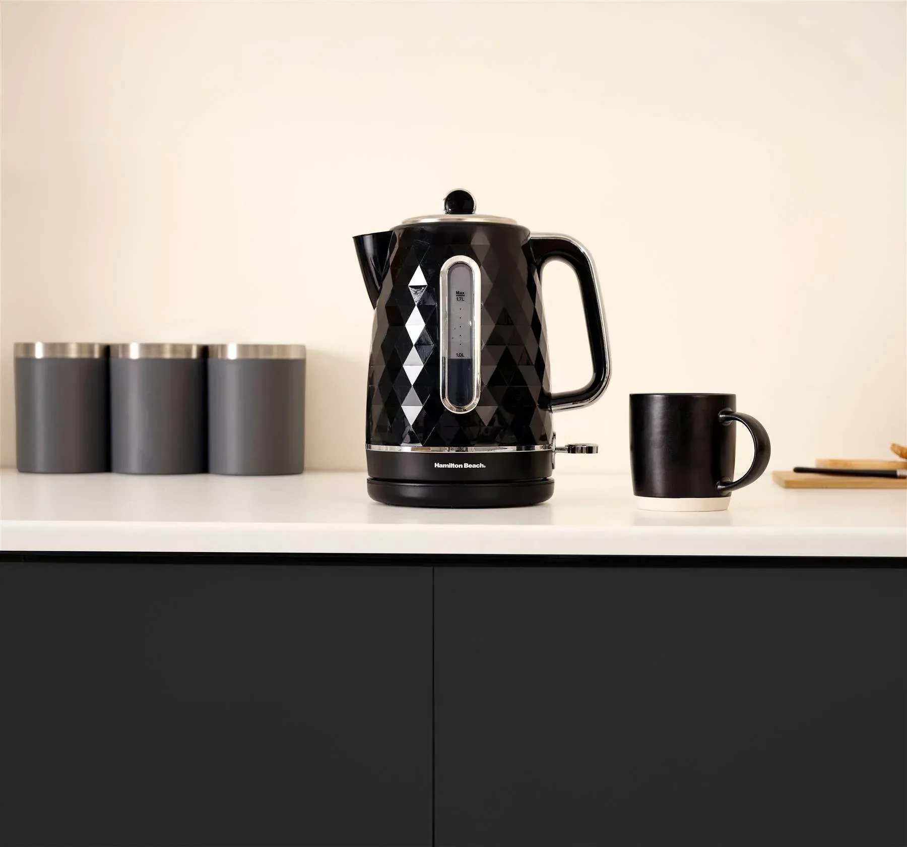 Hamilton Beach Diamond Kettle & Toaster Set Black - Image 3