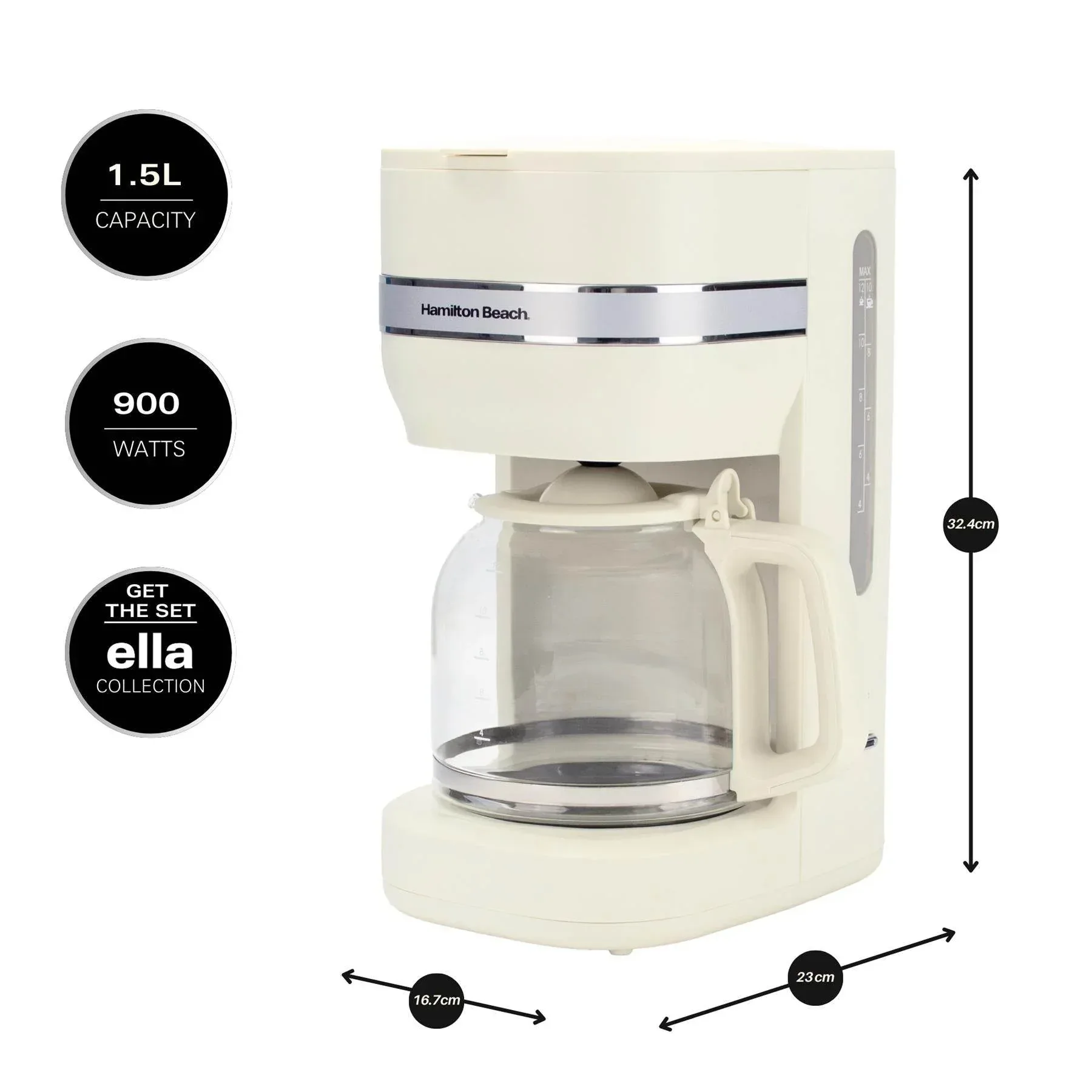 Hamilton Beach Ella 1.5L Filter Coffee Machine - Matte Latte - Image 3