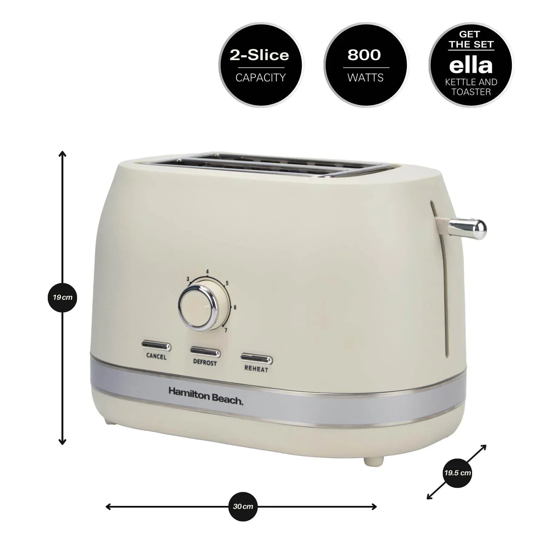 Hamilton Beach Ella 2 Slice Toaster - Matte Latte - Image 4