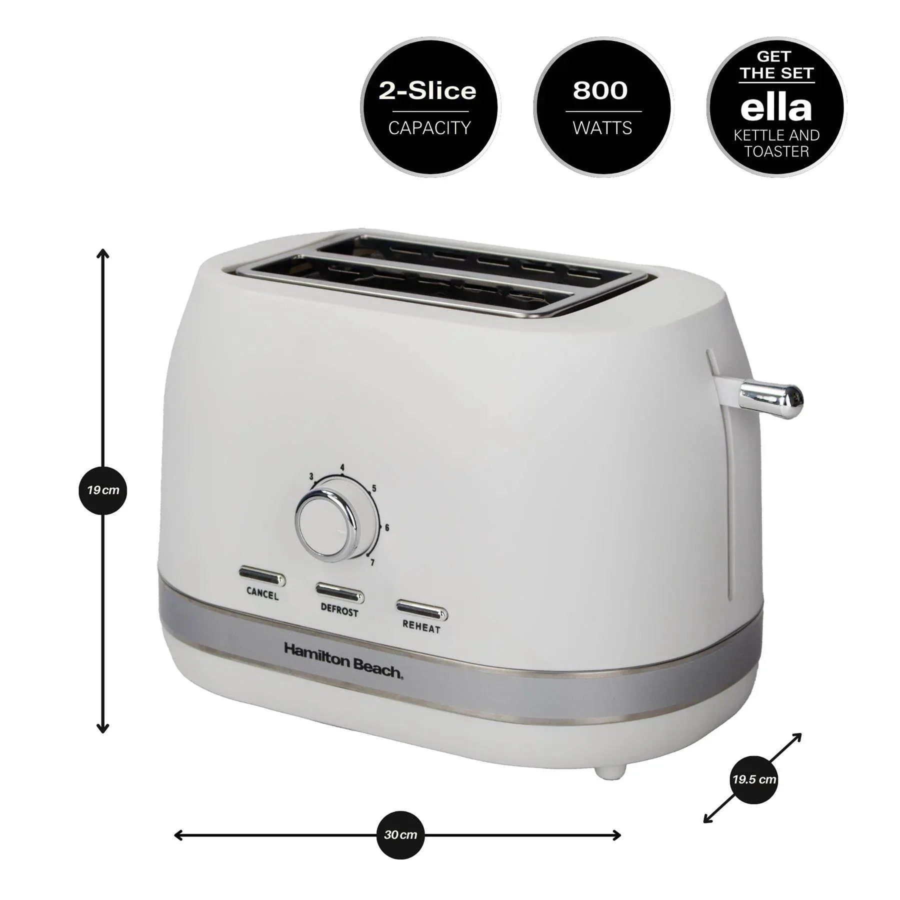 Hamilton Beach Ella 2 Slice Toaster - Matte White - Image 4