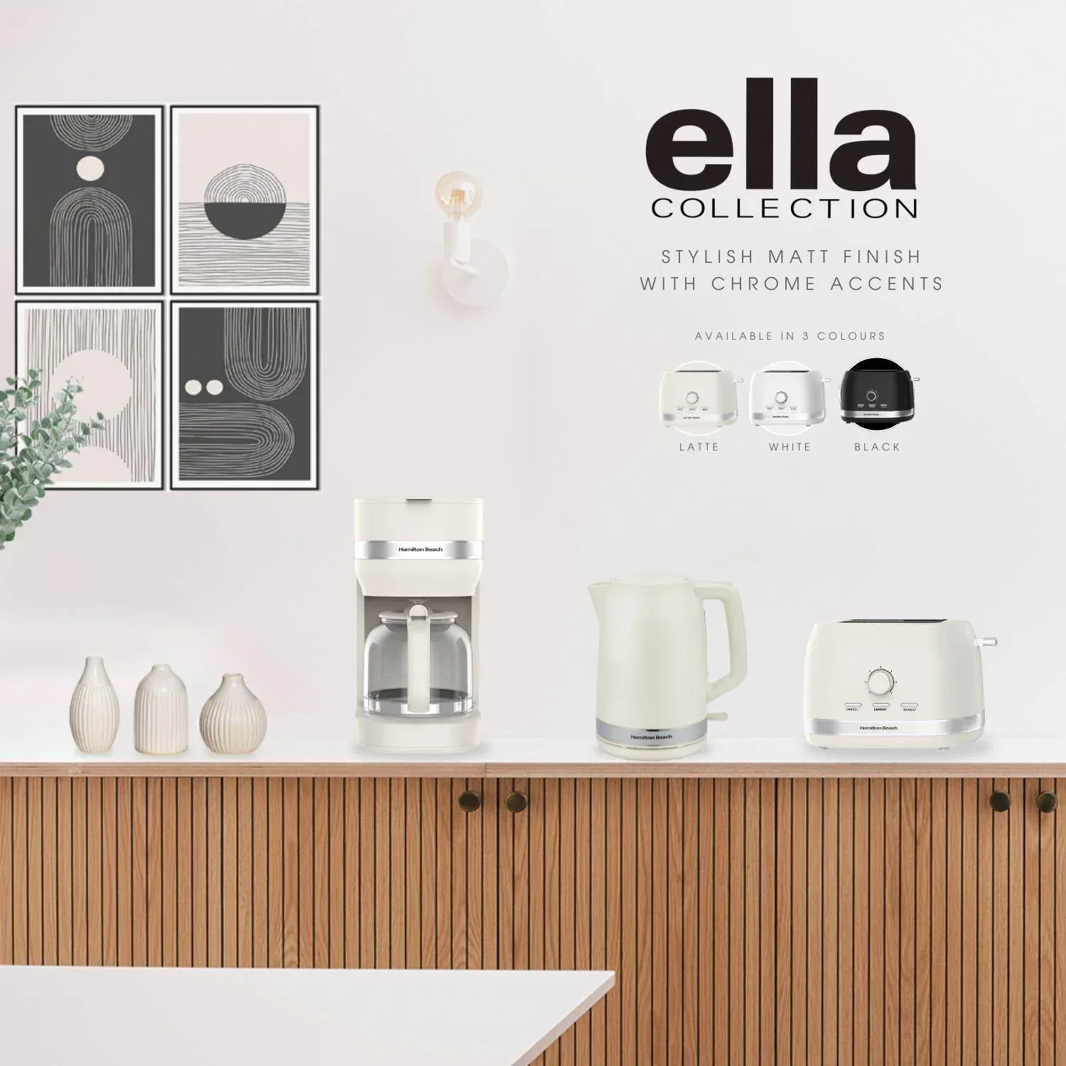 Hamilton Beach Ella Kettle, Toaster, Microwave & Coffee Machine Set - Latte - Image 5