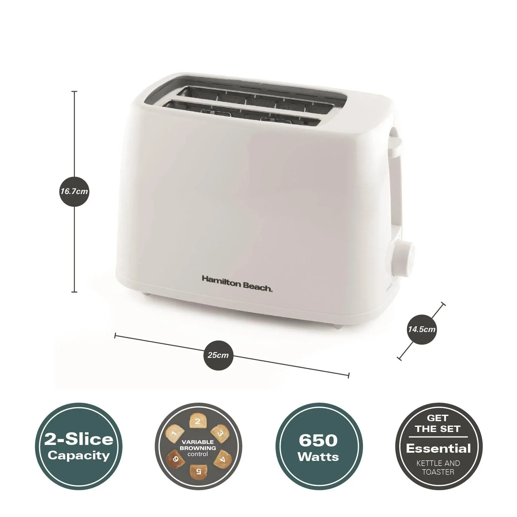 Hamilton Beach Essential 2 Slice Plastic Toaster - White - Image 4