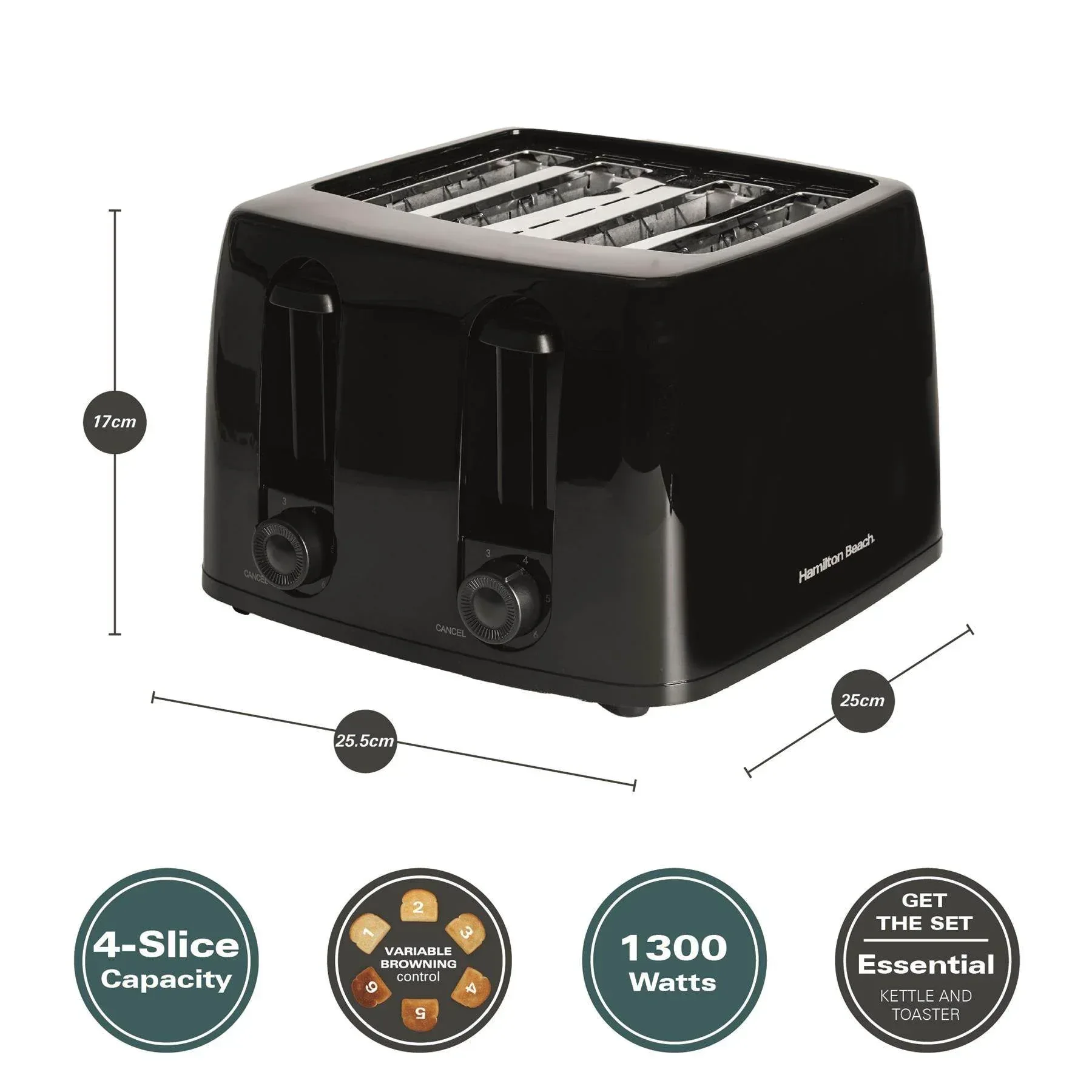 Hamilton Beach Essentials 4 Slice Toaster - Black - Image 5