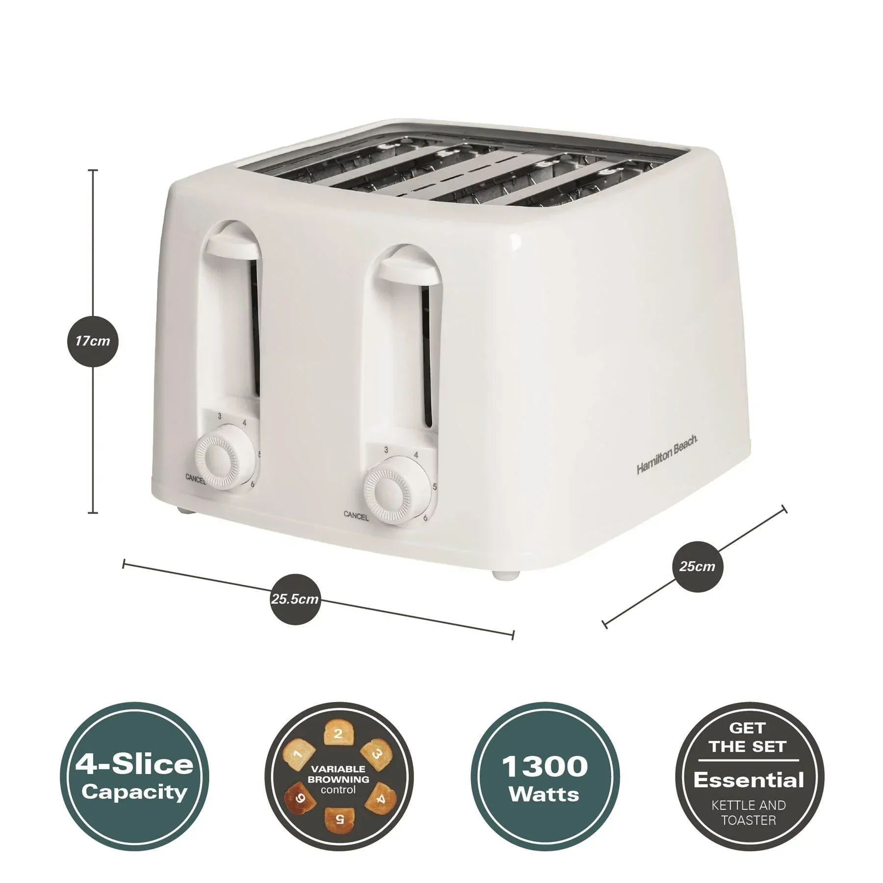 Hamilton Beach Essentials 4 Slice Toaster - White - Image 5