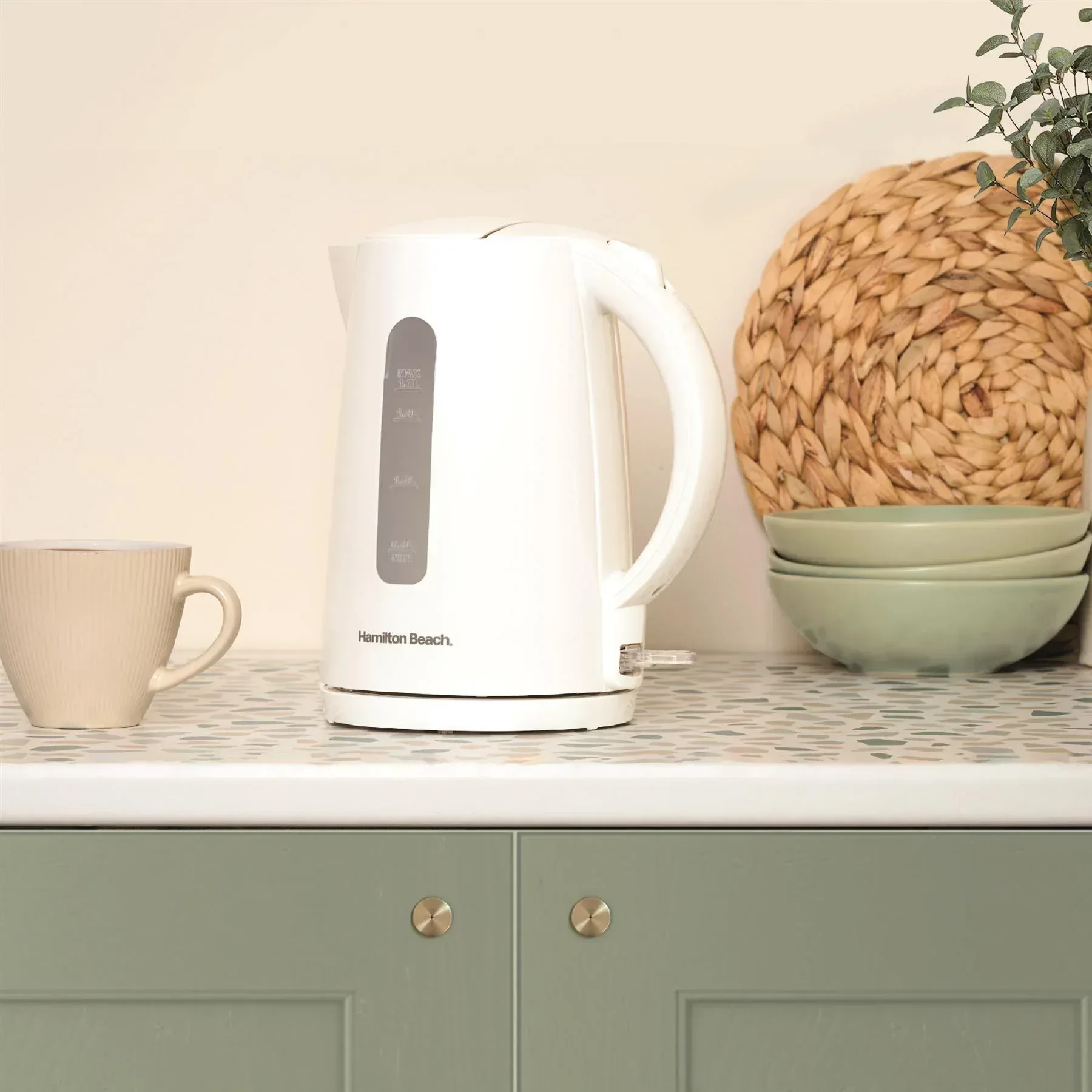 Hamilton Beach Essentials Kettle, 4 Slice Toaster & 20L Standard Microwave Set - White - Image 2