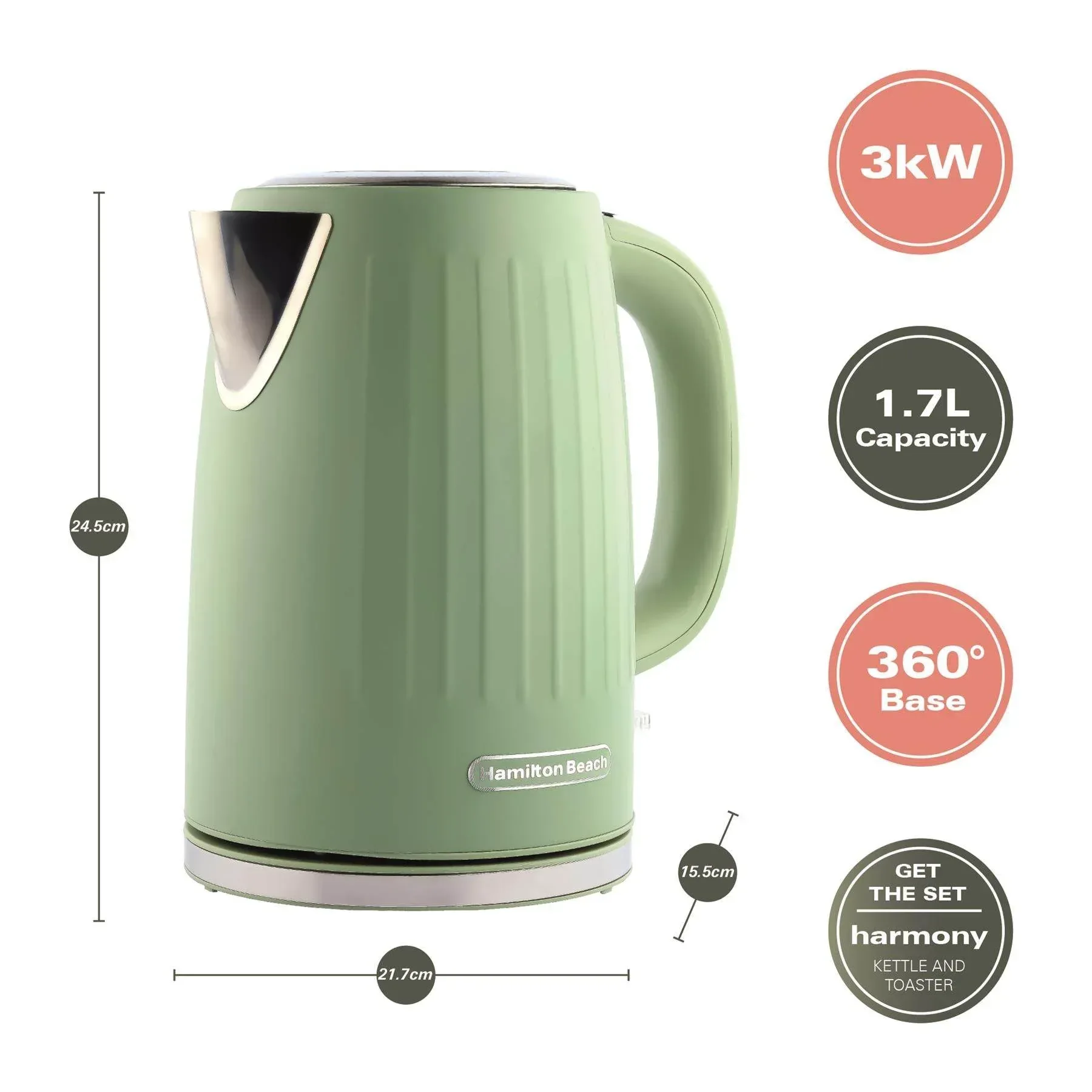 Hamilton Beach Harmony 1.7L Kettle - Matcha - Image 3