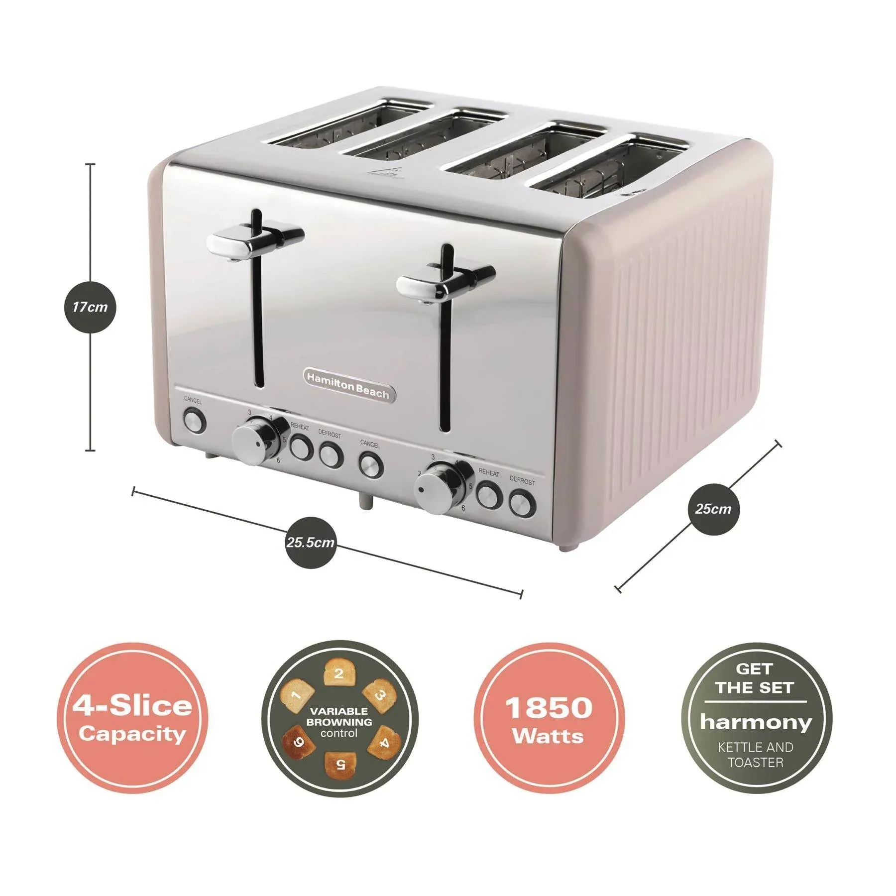 Hamilton Beach Harmony 4 Slice Toaster - Cappuccino - Image 3