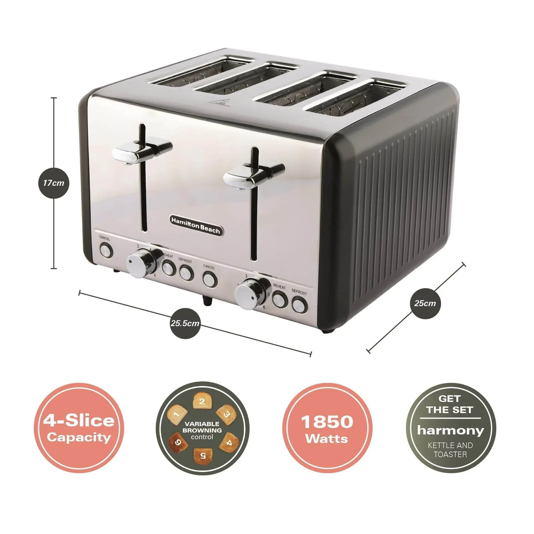Hamilton Beach Harmony 4 Slice Toaster - Espresso - Image 3