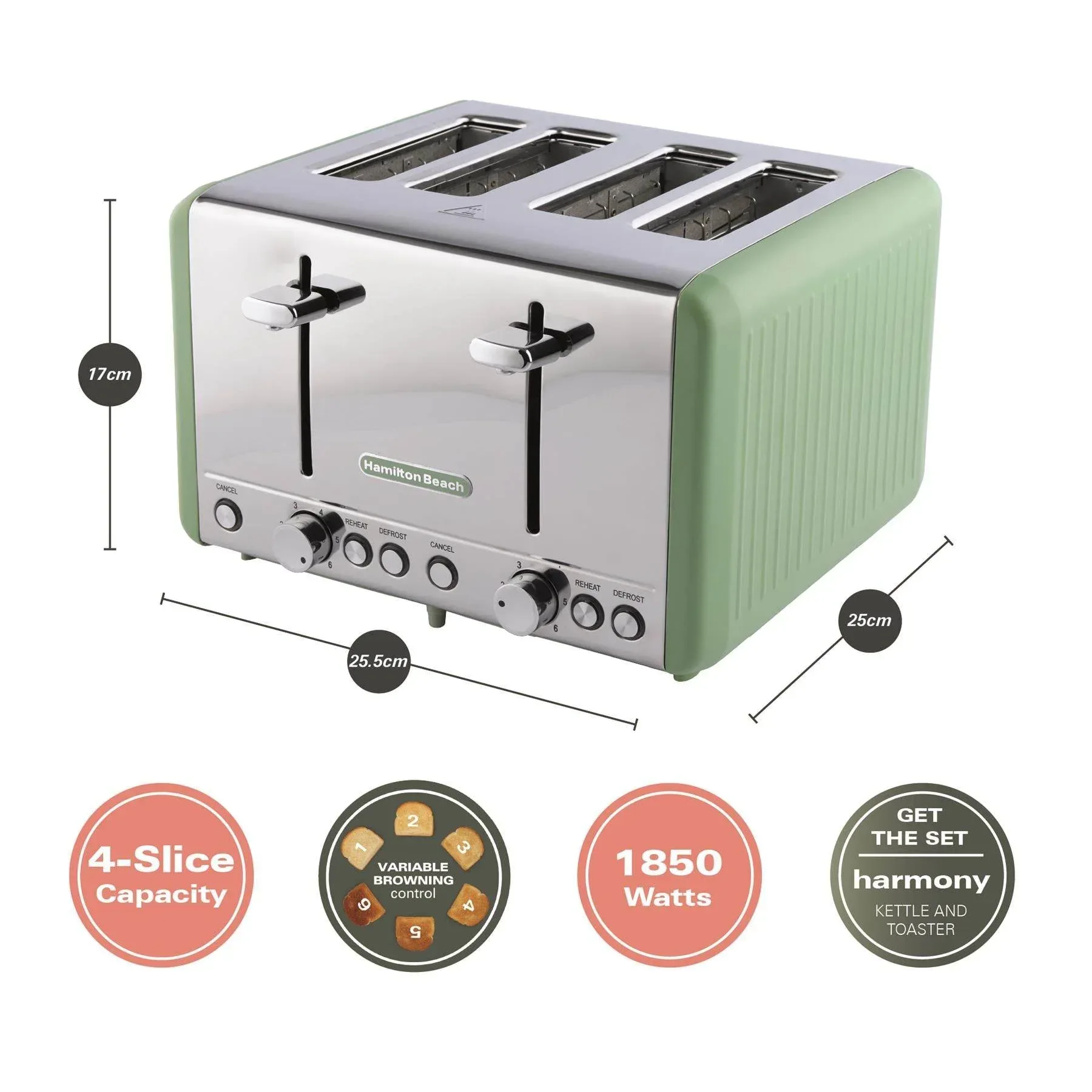 Hamilton Beach Harmony 4 Slice Toaster - Matcha - Image 4