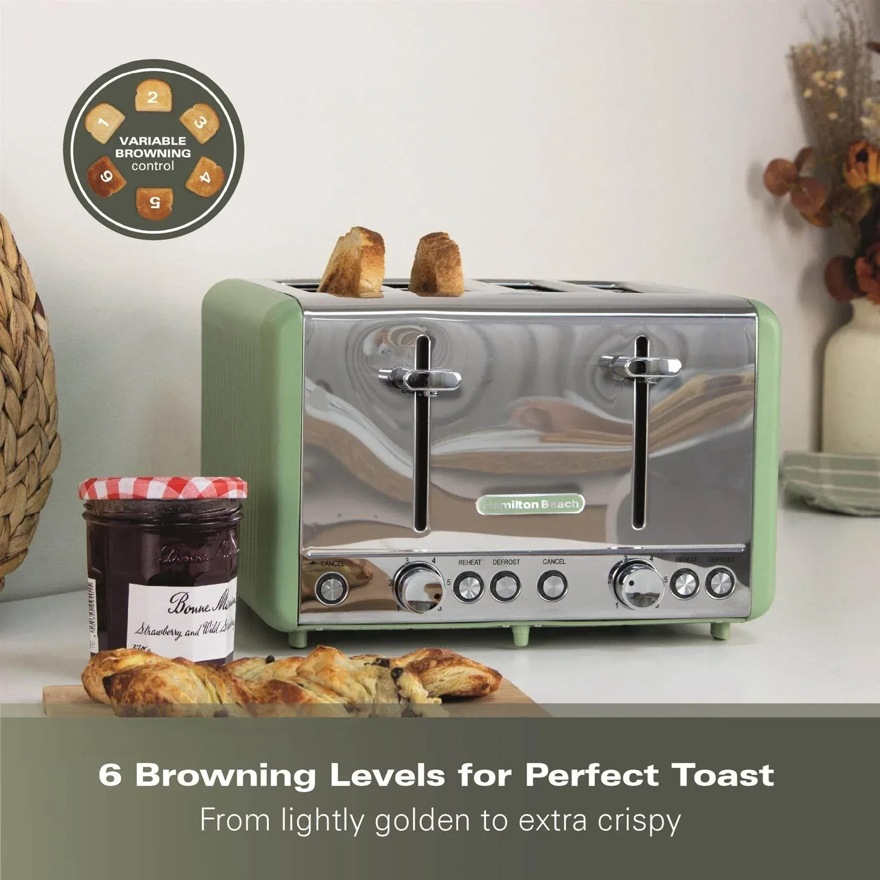 Hamilton Beach Harmony 4 Slice Toaster - Matcha - Image 7