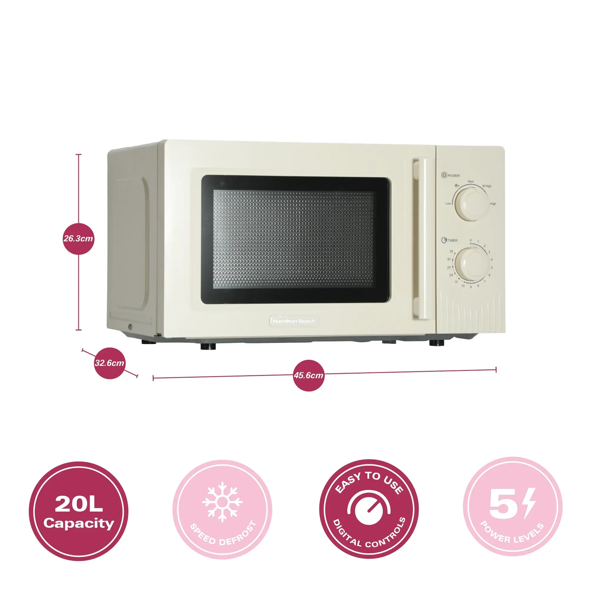 Hamilton Beach Miami Kettle, Toaster & Microwave Set - Sand - Image 9