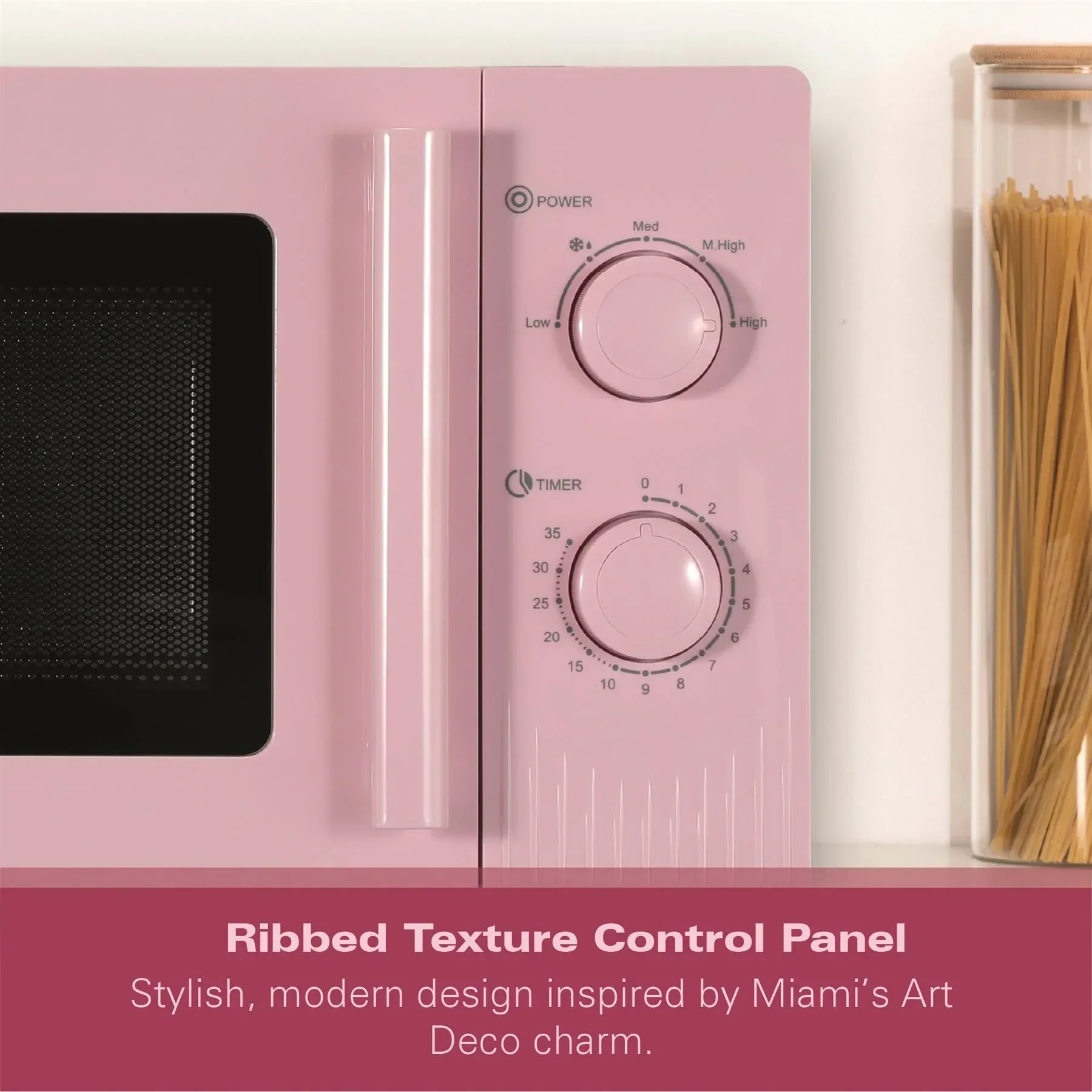 Hamilton Beach Miami Manual 800W Microwave - Flamingo Pink - Image 10