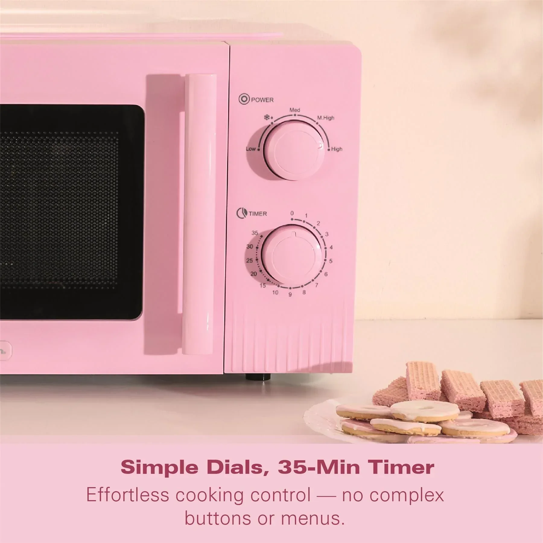 Hamilton Beach Miami Manual 800W Microwave - Flamingo Pink - Image 9