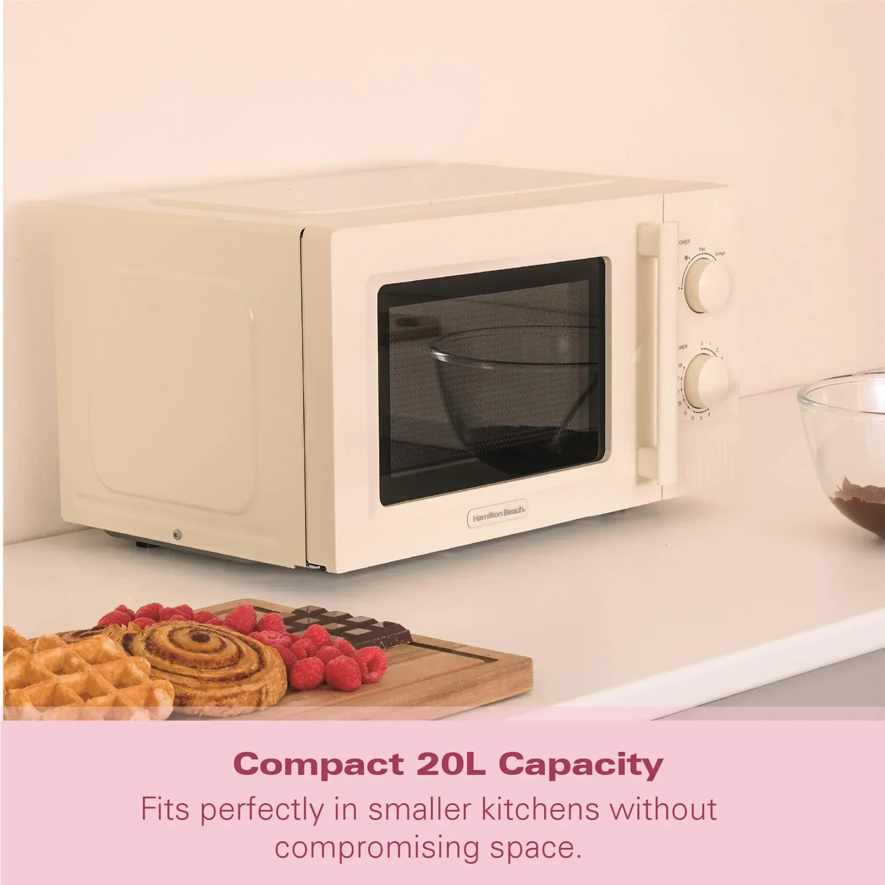 Hamilton Beach Miami Manual 800W Microwave - Sand - Image 7