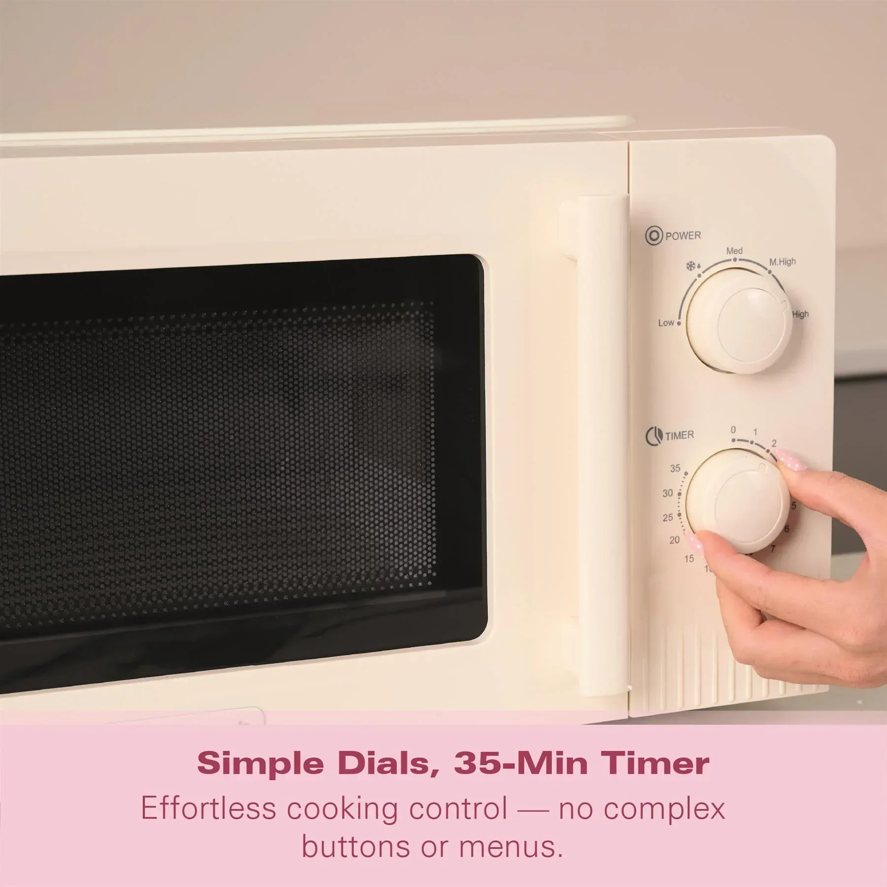 Hamilton Beach Miami Manual 800W Microwave - Sand - Image 9