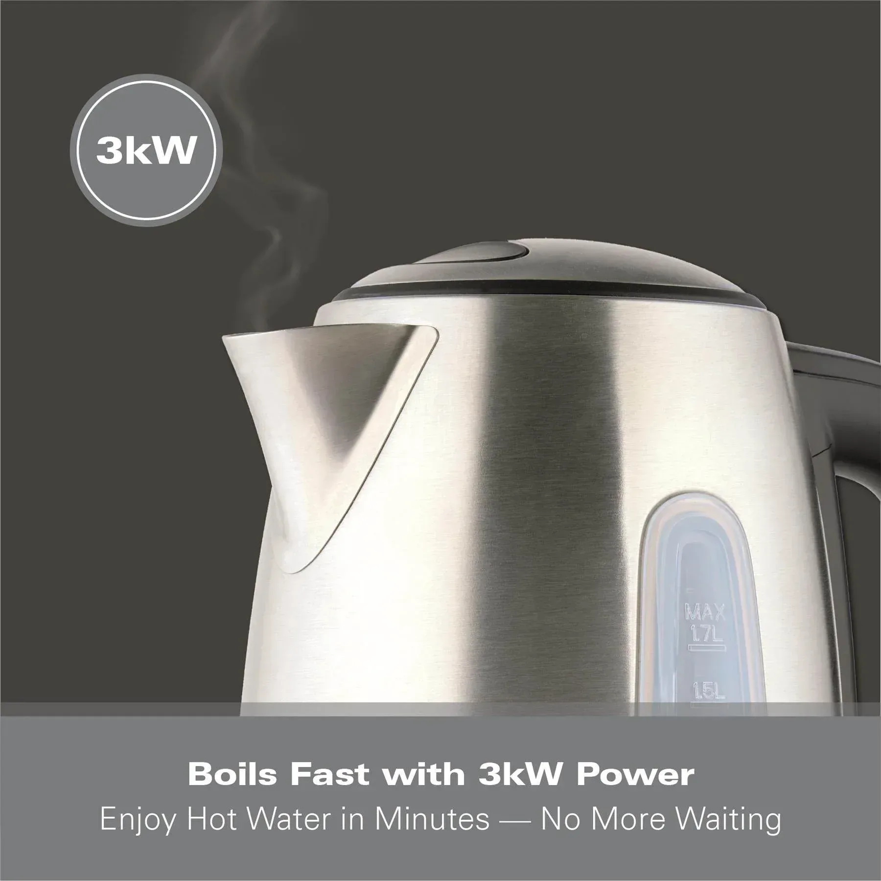 Hamilton Beach Rise Stainless Steel 1.7L Kettle - Brushed - Image 5