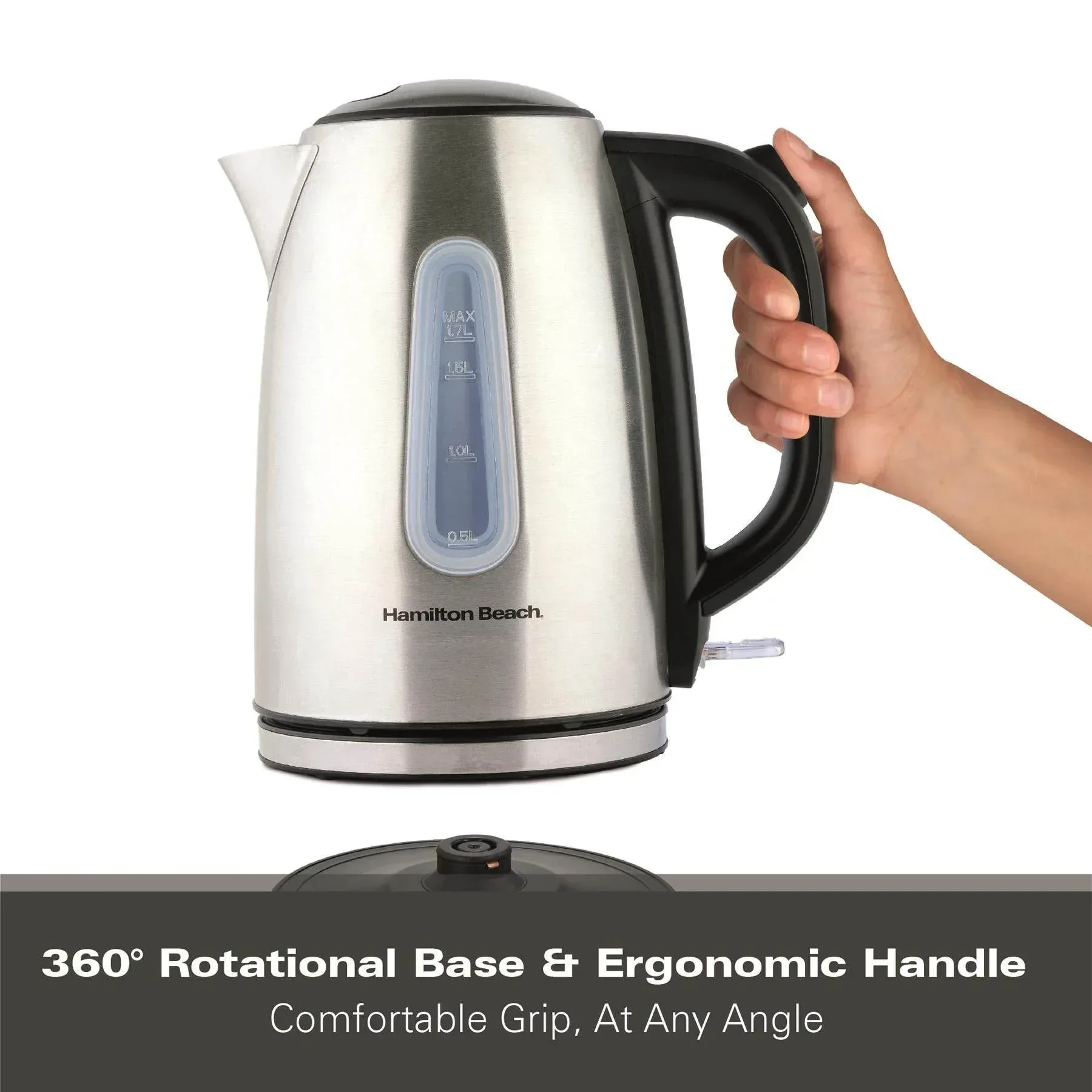 Hamilton Beach Rise Stainless Steel 1.7L Kettle - Brushed - Image 8