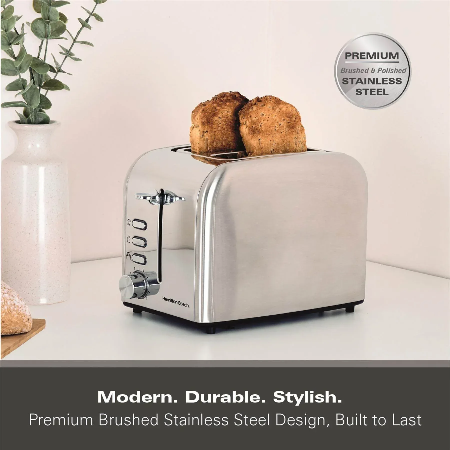 Hamilton Beach Rise Stainless Steel 2 Slice Toaster - Brushed & Polished - Image 8
