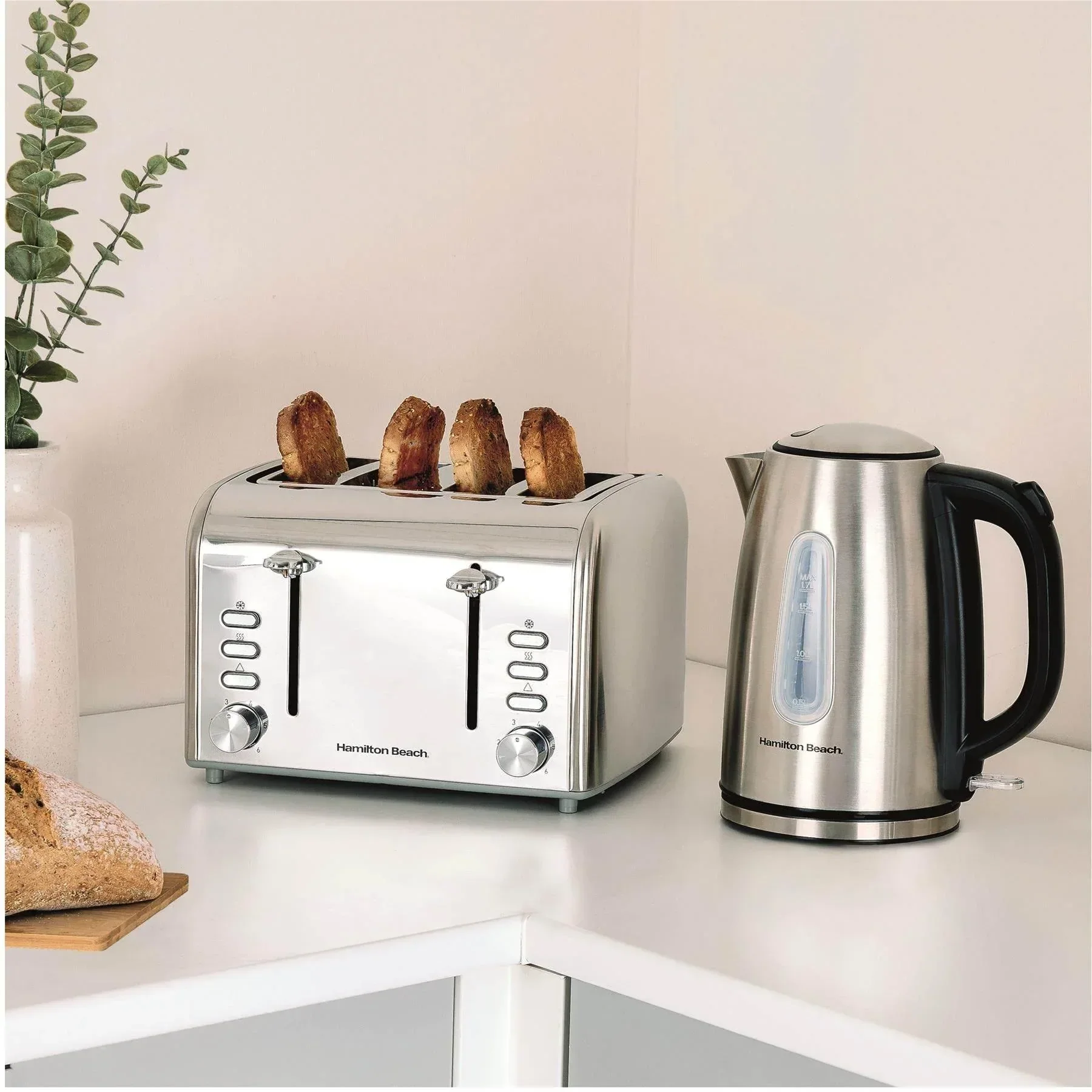 Hamilton Beach Rise Kettle & 4 Slice Toaster Set - Brushed - Image 4