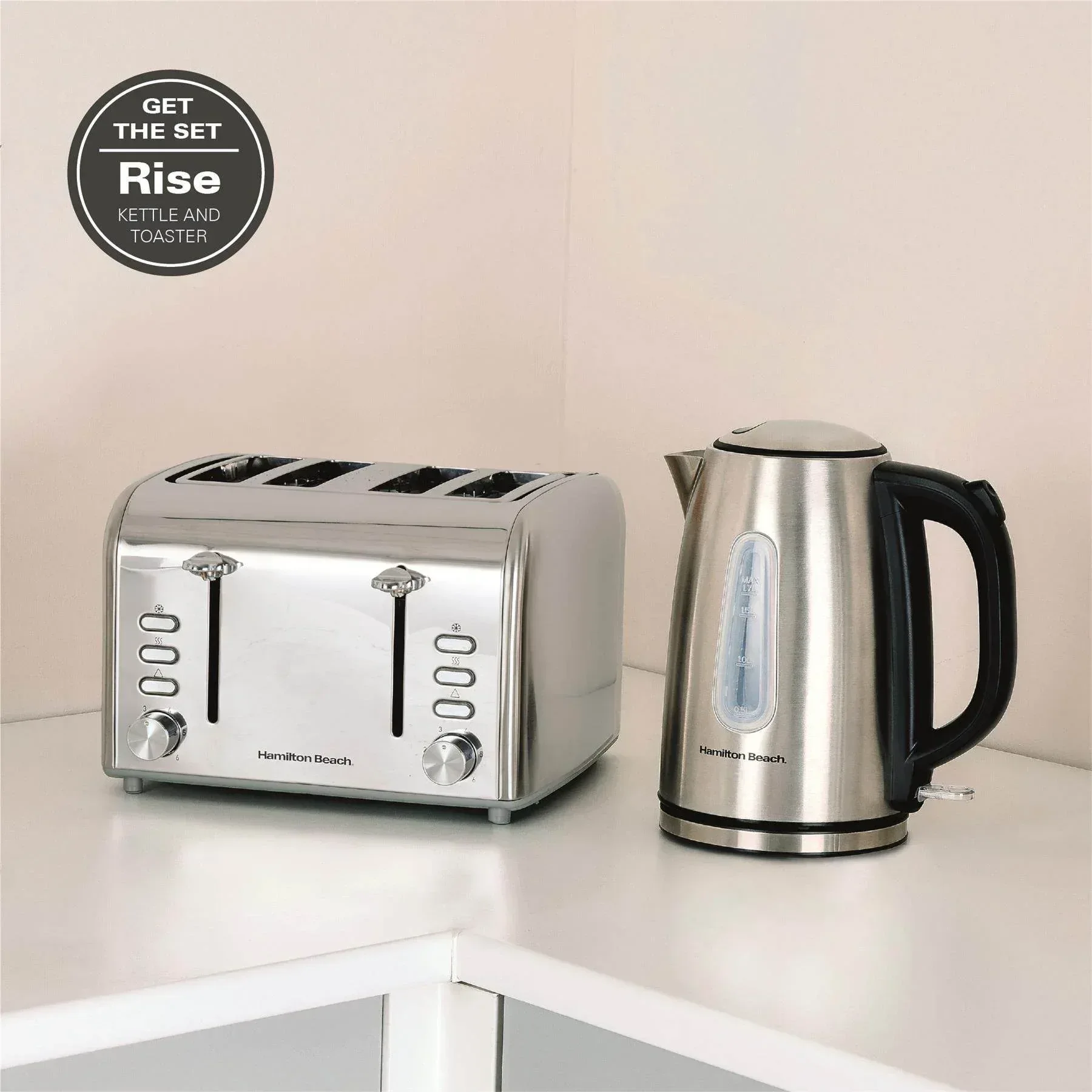 Hamilton Beach Rise Kettle & 4 Slice Toaster Set - Brushed - Image 5