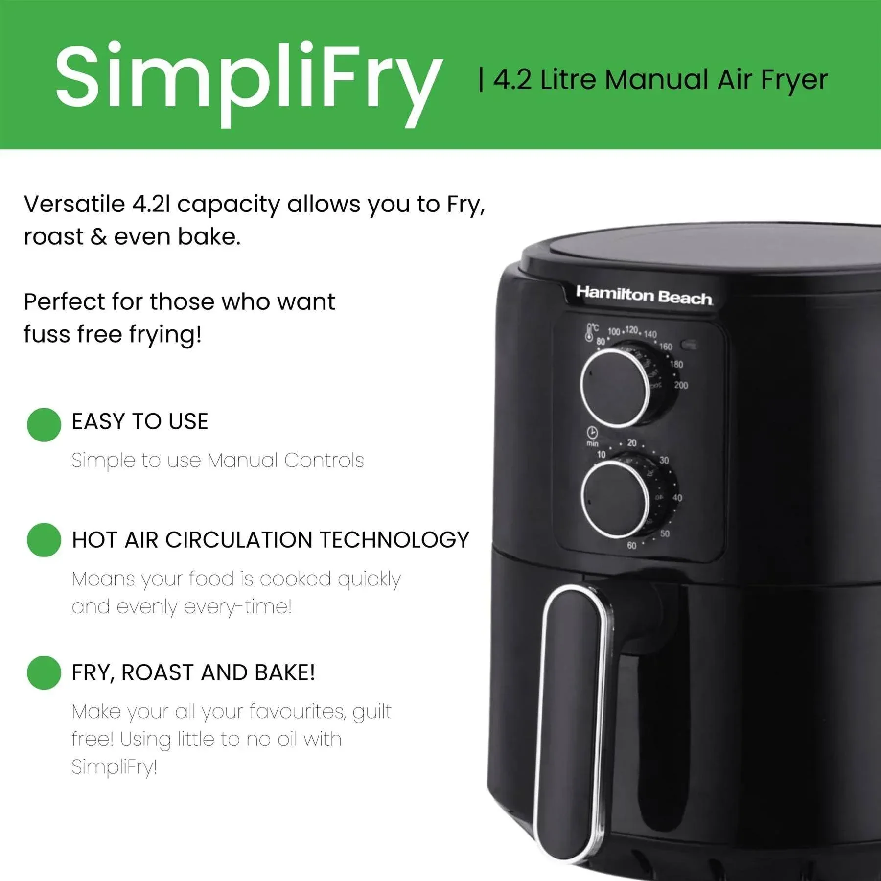 Hamilton Beach SimpliFry 4.2L Manual Air Fryer - Image 12