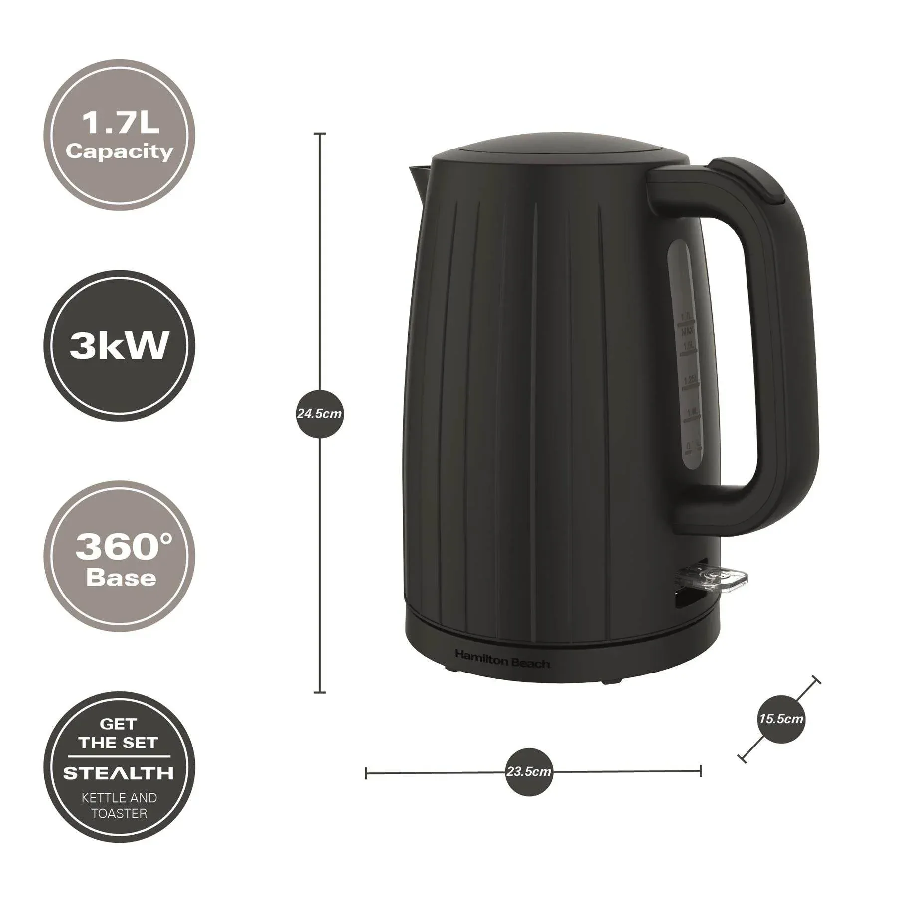 Hamilton Beach Stealth Kettle & Toaster Set - Black - Image 5