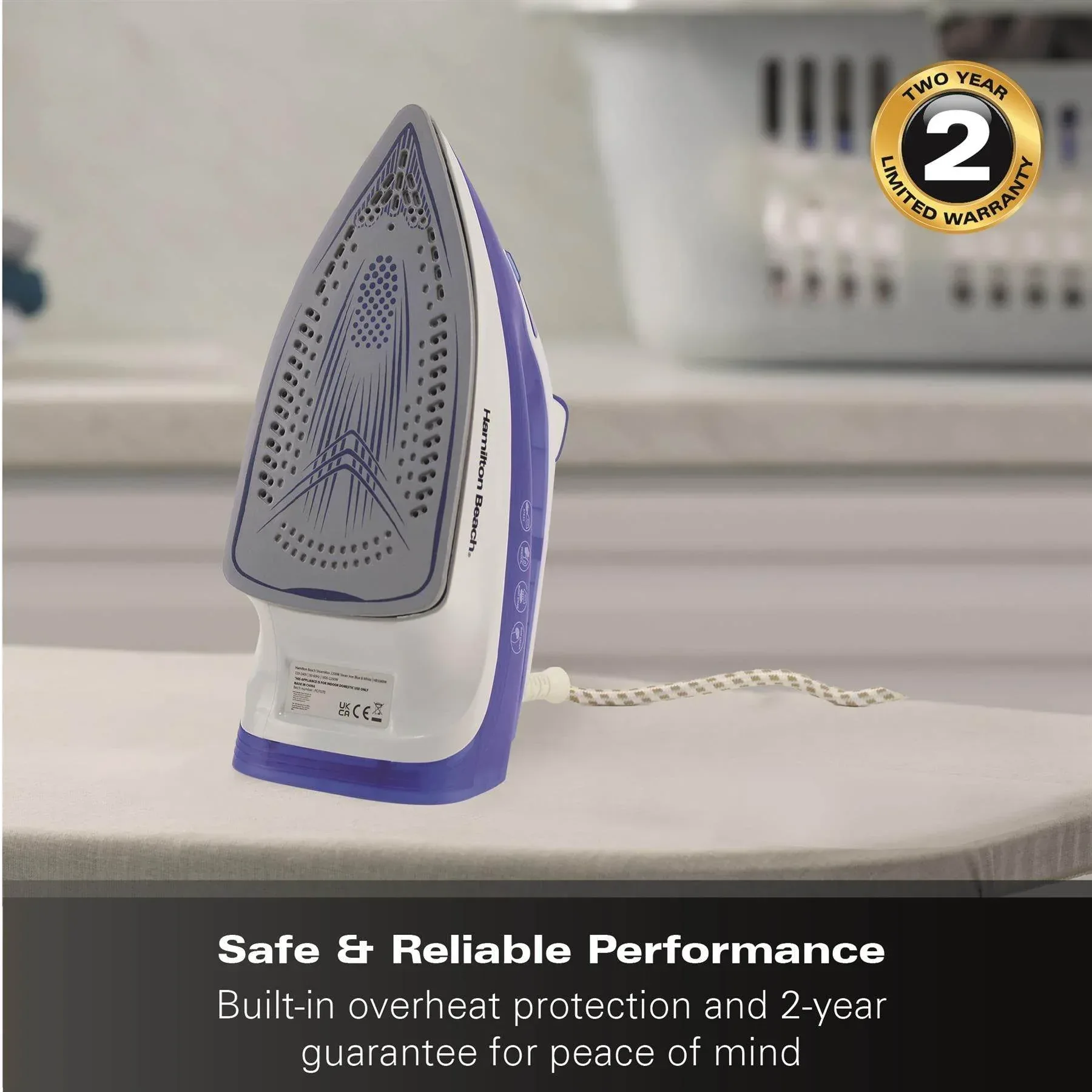 Hamilton Beach SteamMax 2200W Steam Iron -  Blue & White - Image 10