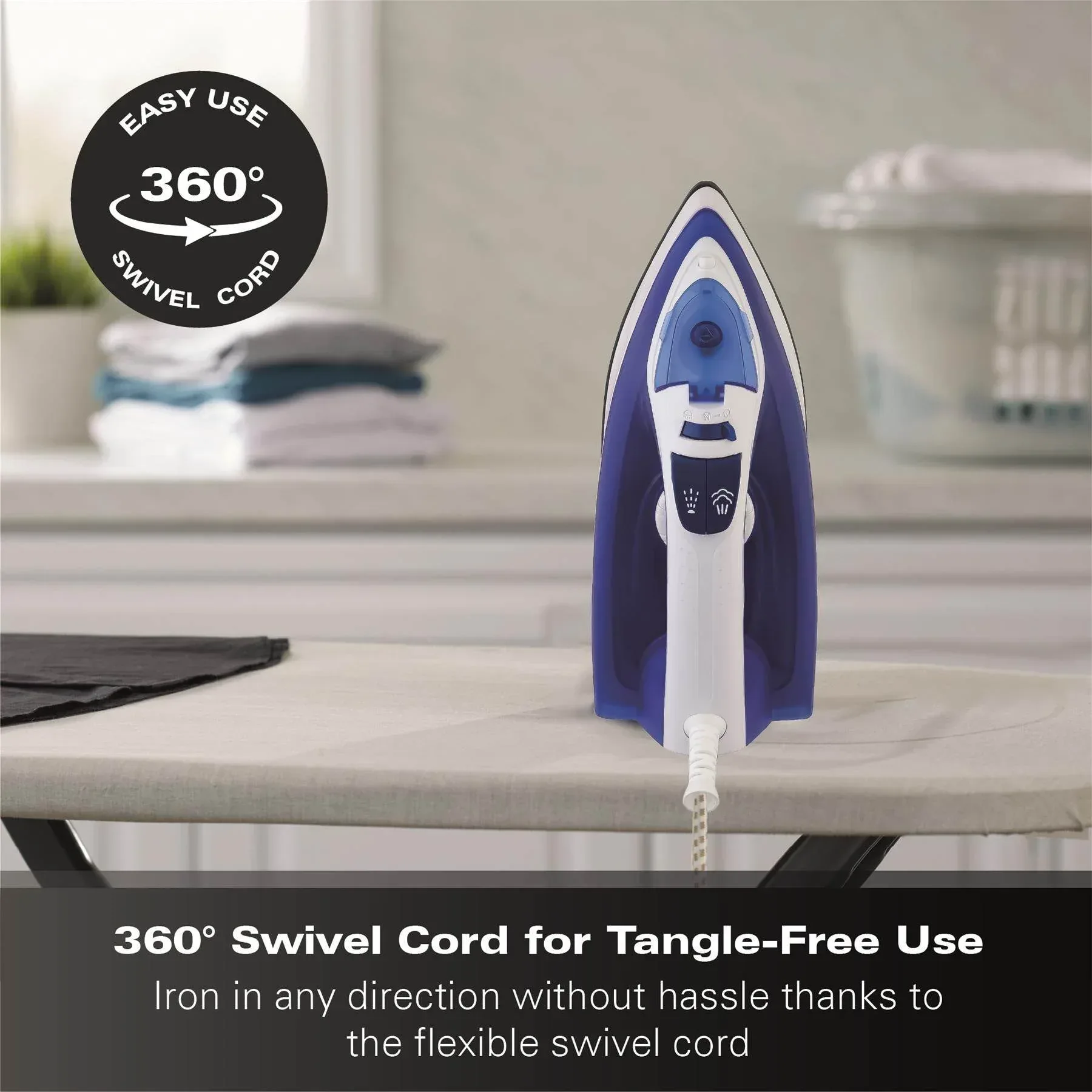 Hamilton Beach SteamMax 2200W Steam Iron -  Blue & White - Image 8